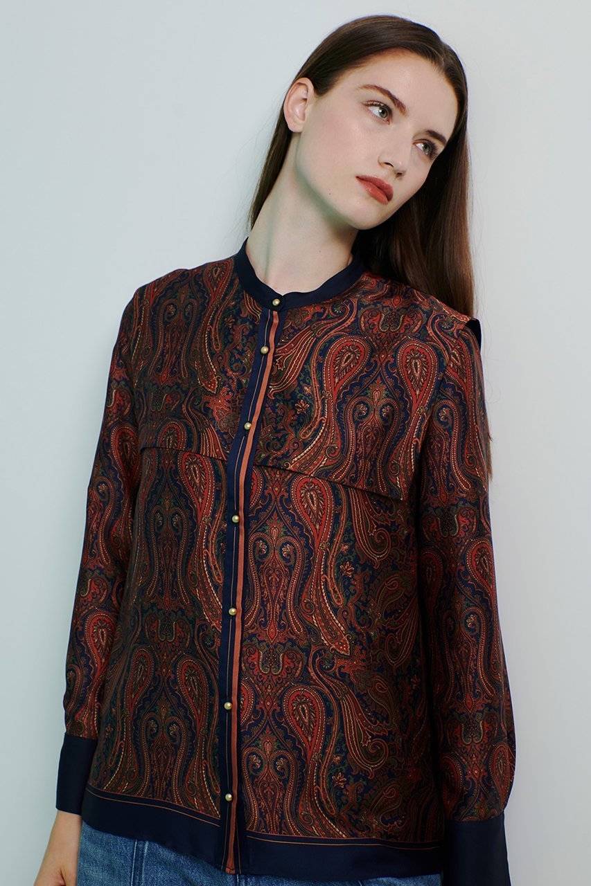 【アルアバイル/allureville】のOFFICINAペイズリープリントブラウス 人気、トレンドファッション・服の通販 founy(ファニー) 　ファッション　Fashion　レディースファッション　Fashion for Women　トップス・カットソー　Cut & Sew Tops　シャツ・ブラウス・オフィスカジュアル　Elegant Blouses & Button-Ups　スリーブ　Sleeve, Long Sleeve / Short Sleeve　デニム　Denim, Jeans Material　ロング　Long, Long-Length　other-7|ID: prp329100004631624 ipo3291000000035376948