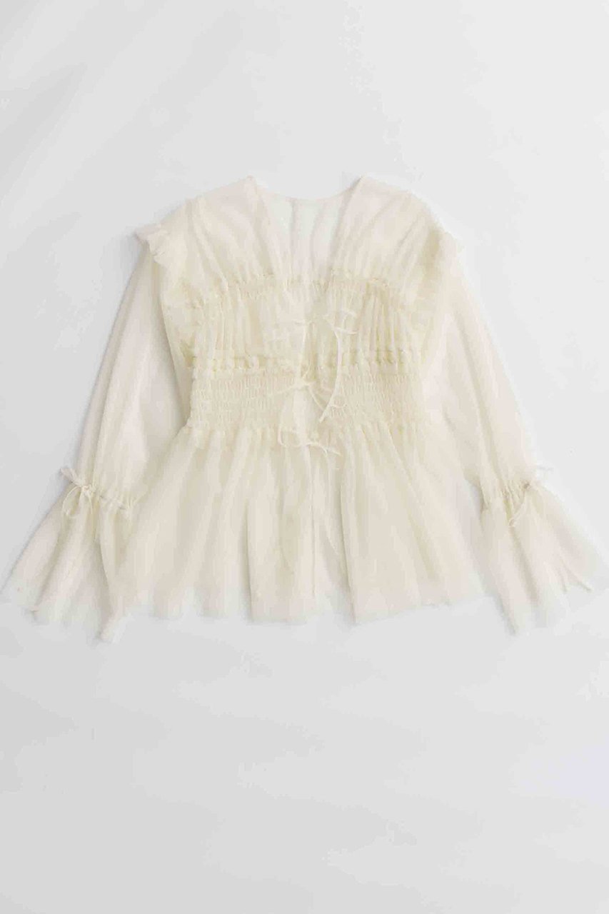 【メゾンスペシャル/MAISON SPECIAL】の2way Ruffle Gathers Tulle Tops/2WAYフリルギャザーチュールトップス インテリア・キッズ・メンズ・レディースファッション・服の通販 founy(ファニー) 　ファッション　Fashion　レディースファッション　Fashion for Women　トップス・カットソー　Cut & Sew Tops　シャツ・ブラウス・オフィスカジュアル　Elegant Blouses & Button-Ups　2025年　2025　2025-2026秋冬・A/W　Autumn/Winter 2025–26 AW25–26　カーゴパンツ　Cargo Pants, Utility Pants　シアー　Sheer, See-Through　シャーリング　Shirring, Ruched　スリーブ　Sleeve, Long Sleeve / Short Sleeve　フリル　Frill, Ruffle　リボン　Ribbon, Bow　ロング　Long, Long-Length　再入荷　Restock / Back in Stock　A/W・秋冬　Autumn/Winter　羽織　Haori, Light Jacket　O.WHT(オフホワイト)|ID: prp329100004631634 ipo3291000000033328543