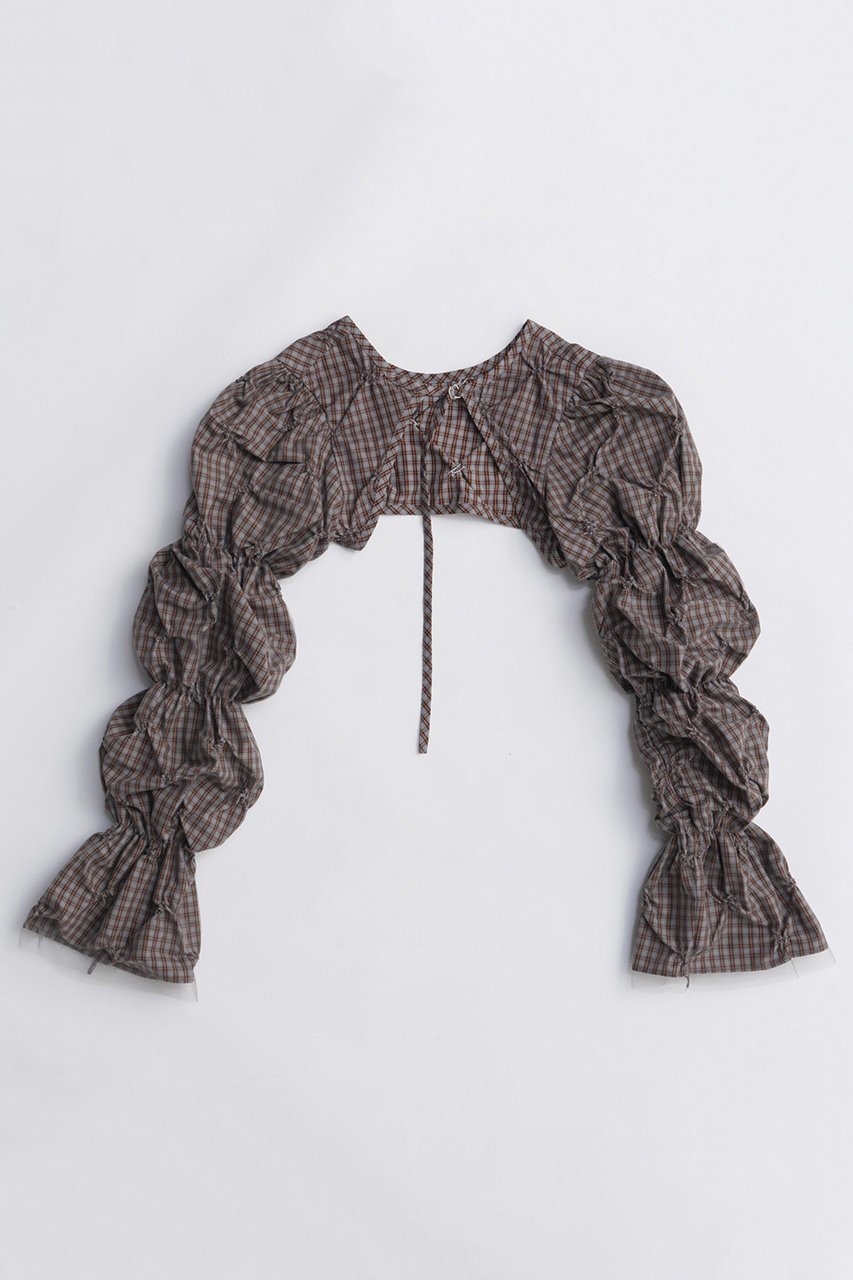 【メゾンスペシャル/MAISON SPECIAL】のTulle Layered Shirring Bolero/チュールレイヤードシャーリングボレロ インテリア・キッズ・メンズ・レディースファッション・服の通販 founy(ファニー) 　ファッション　Fashion　レディースファッション　Fashion for Women　アウター　Coat / Outerwear Collection　ボレロ・ショート丈ジャケット / ドレス羽織りに　Boleros & Short Jackets　トップス・カットソー　Cut & Sew Tops　シャツ・ブラウス・オフィスカジュアル　Elegant Blouses & Button-Ups　2025年　2025　2025-2026秋冬・A/W　Autumn/Winter 2025–26 AW25–26　オレンジ　Orange　コンパクト　Compact, Small Size　スリーブ　Sleeve, Long Sleeve / Short Sleeve　タフタ　Taffeta, Structured Fabric　チェック　Check, Plaid, Tartan　チュール　Tulip, Tulip Motif　ボレロ　Bolero, Short Cardigan　ロング　Long, Long-Length　無地　Plain, Solid Color　A/W・秋冬　Autumn/Winter　GRY(グレー)|ID: prp329100004631637 ipo3291000000033328580