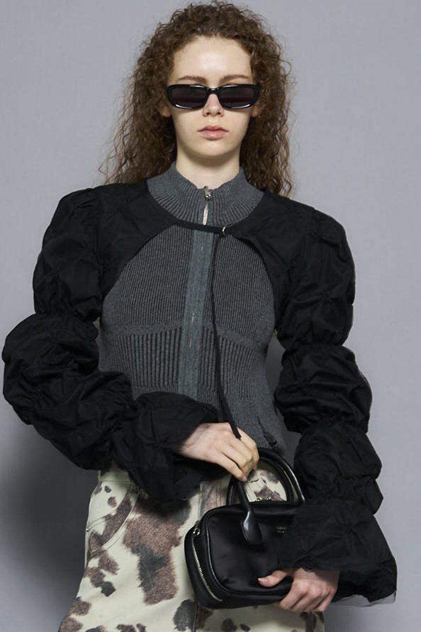 【メゾンスペシャル/MAISON SPECIAL】のTulle Layered Shirring Bolero/チュールレイヤードシャーリングボレロ 人気、トレンドファッション・服の通販 founy(ファニー) 　ファッション　Fashion　レディースファッション　Fashion for Women　アウター　Coat / Outerwear Collection　ボレロ・ショート丈ジャケット / ドレス羽織りに　Boleros & Short Jackets　トップス・カットソー　Cut & Sew Tops　シャツ・ブラウス・オフィスカジュアル　Elegant Blouses & Button-Ups　2025年　2025　2025-2026秋冬・A/W　Autumn/Winter 2025–26 AW25–26　オレンジ　Orange　コンパクト　Compact, Small Size　スリーブ　Sleeve, Long Sleeve / Short Sleeve　タフタ　Taffeta, Structured Fabric　チェック　Check, Plaid, Tartan　チュール　Tulip, Tulip Motif　ボレロ　Bolero, Short Cardigan　ロング　Long, Long-Length　無地　Plain, Solid Color　A/W・秋冬　Autumn/Winter　other-6|ID: prp329100004631637 ipo3291000000033328588