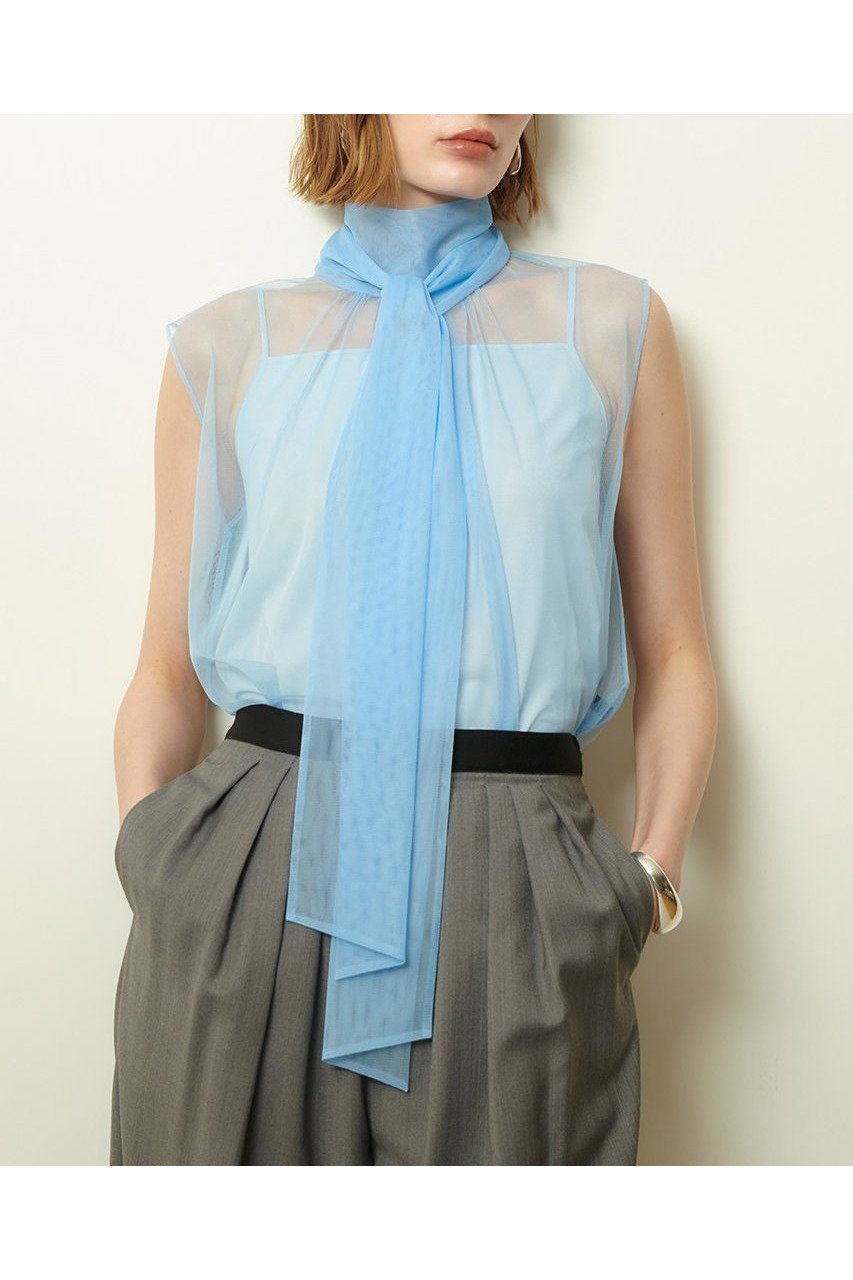【アルアバイル/allureville】のシアーチュールボウプルオーバー 人気、トレンドファッション・服の通販 founy(ファニー) 　ファッション　Fashion　レディースファッション　Fashion for Women　トップス・カットソー　Cut & Sew Tops　キャミソール&ノースリーブ　Camisoles & Sleeveless Tops　シャツ・ブラウス・オフィスカジュアル　Elegant Blouses & Button-Ups　カジュアルプルオーバー・ニットトップス　Pullovers & Knit Tops / Casual Pullovers　2025年　2025　2025-2026秋冬・A/W　Autumn/Winter 2025–26 AW25–26　おすすめ　Recommended / Our Picks　インナー　Innerwear　カットソー　Cut and Sewn Top　キャミソール　Camisole, Spaghetti Strap Top　シアー　Sheer, See-Through　シンプル　Simple, Minimal　ジャケット　Jacket, Outerwear　チュール　Tulip, Tulip Motif　ノースリーブ　Sleeveless, No-Sleeve　再入荷　Restock / Back in Stock　A/W・秋冬　Autumn/Winter　 other-1|ID: prp329100004631638 ipo3291000000033328591