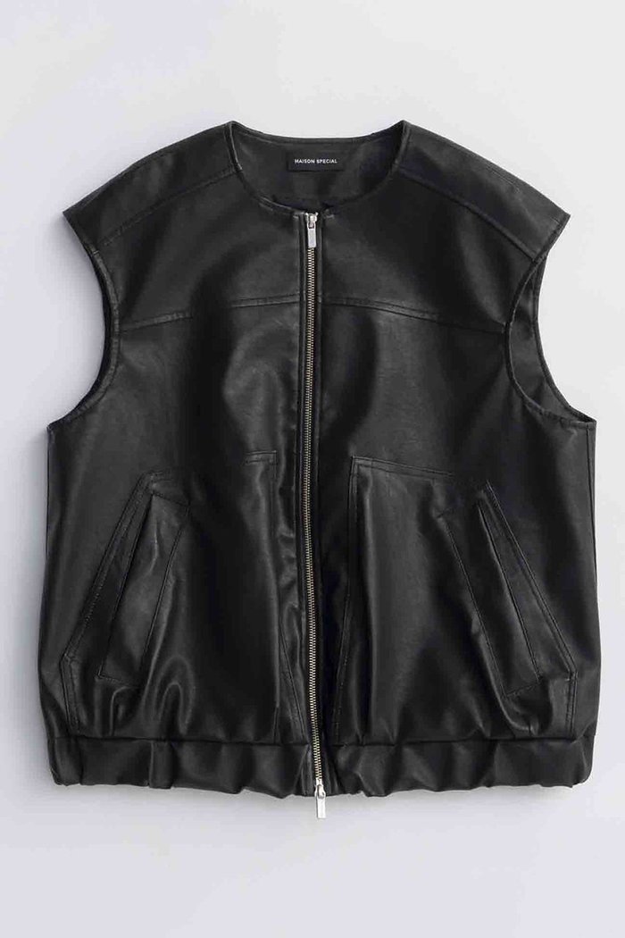【メゾンスペシャル/MAISON SPECIAL】のVegan Leather Vest/ヴィーガンレザーベスト インテリア・キッズ・メンズ・レディースファッション・服の通販 founy(ファニー) https://founy.com/ ファッション Fashion レディースファッション Fashion for Women アウター Coat / Outerwear Collection レディースジャケット・軽アウター Jackets インナー Innerwear ギャザー Gathered, Ruffled 軽量 Lightweight, Ultra Light ジップ Zip, Zipper ジャケット Jacket, Outerwear バランス Balance, Style Balance フロント Front, Front Design ベスト Vest, Waistcoat 羽織 Haori, Light Jacket メタリック Metallic, Shiny Finish モダン Modern, Contemporary リアル Real, Realistic A/W・秋冬 Autumn/Winter 2025年 2025 2025-2026秋冬・A/W Autumn/Winter 2025–26 AW25–26 |ID: prp329100004631641 ipo3291000000033328633