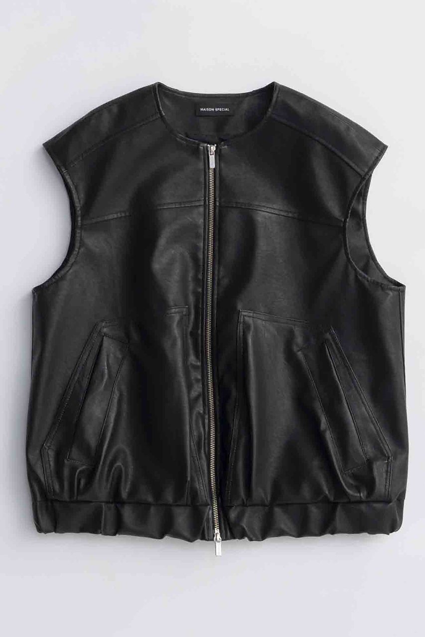 【メゾンスペシャル/MAISON SPECIAL】のVegan Leather Vest/ヴィーガンレザーベスト 人気、トレンドファッション・服の通販 founy(ファニー) 　ファッション　Fashion　レディースファッション　Fashion for Women　アウター　Coat / Outerwear Collection　レディースジャケット・軽アウター　Jackets　インナー　Innerwear　ギャザー　Gathered, Ruffled　軽量　Lightweight, Ultra Light　ジップ　Zip, Zipper　ジャケット　Jacket, Outerwear　バランス　Balance, Style Balance　フロント　Front, Front Design　ベスト　Vest, Waistcoat　羽織　Haori, Light Jacket　メタリック　Metallic, Shiny Finish　モダン　Modern, Contemporary　リアル　Real, Realistic　A/W・秋冬　Autumn/Winter　2025年　2025　2025-2026秋冬・A/W　Autumn/Winter 2025–26 AW25–26　 other-1|ID: prp329100004631641 ipo3291000000033328633