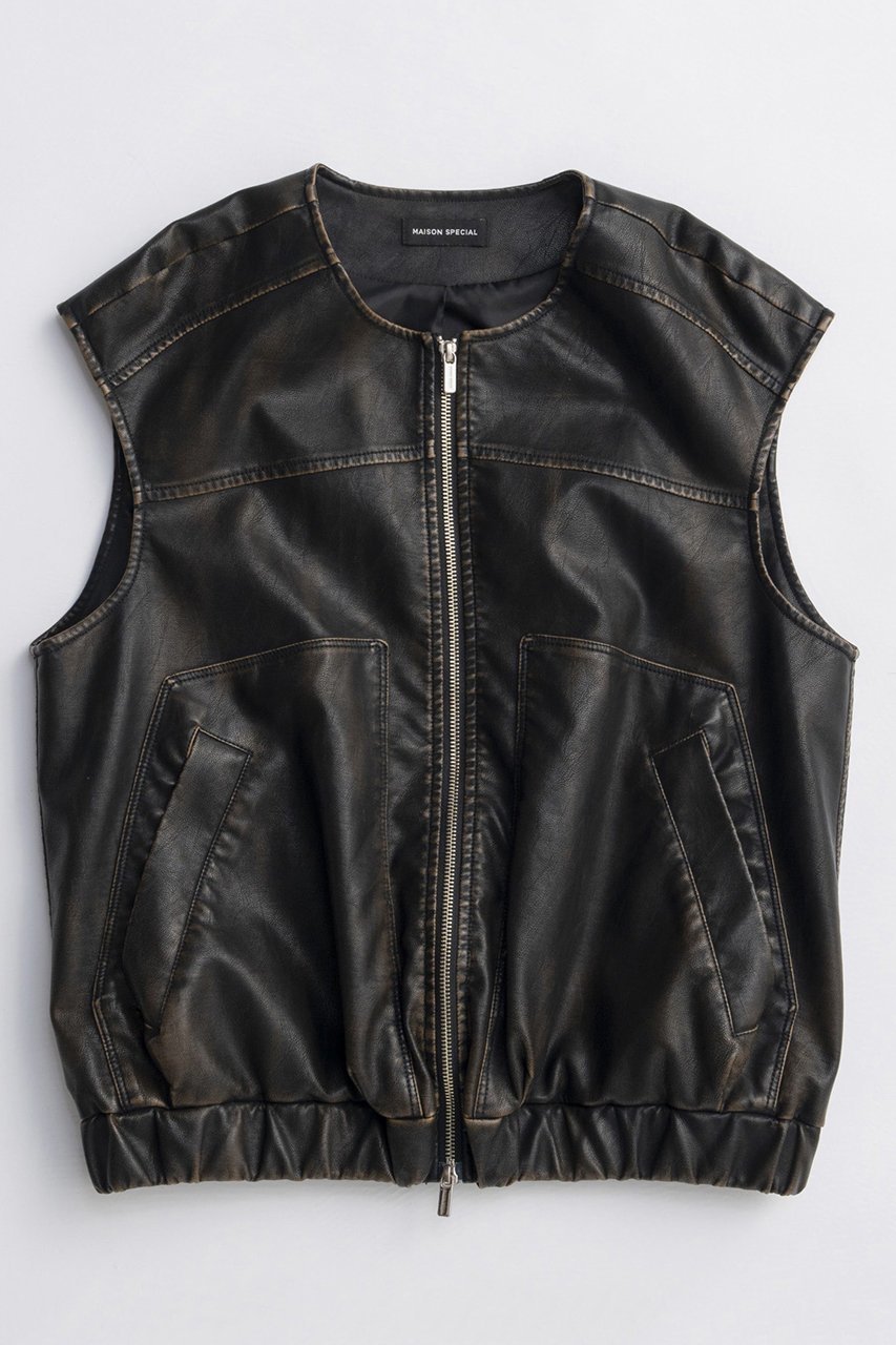 【メゾンスペシャル/MAISON SPECIAL】のVegan Leather Vest/ヴィーガンレザーベスト インテリア・キッズ・メンズ・レディースファッション・服の通販 founy(ファニー) 　ファッション　Fashion　レディースファッション　Fashion for Women　アウター　Coat / Outerwear Collection　レディースジャケット・軽アウター　Jackets　インナー　Innerwear　ギャザー　Gathered, Ruffled　軽量　Lightweight, Ultra Light　ジップ　Zip, Zipper　ジャケット　Jacket, Outerwear　バランス　Balance, Style Balance　フロント　Front, Front Design　ベスト　Vest, Waistcoat　羽織　Haori, Light Jacket　メタリック　Metallic, Shiny Finish　モダン　Modern, Contemporary　リアル　Real, Realistic　A/W・秋冬　Autumn/Winter　2025年　2025　2025-2026秋冬・A/W　Autumn/Winter 2025–26 AW25–26　BRN(ブラウン)|ID: prp329100004631641 ipo3291000000033328637