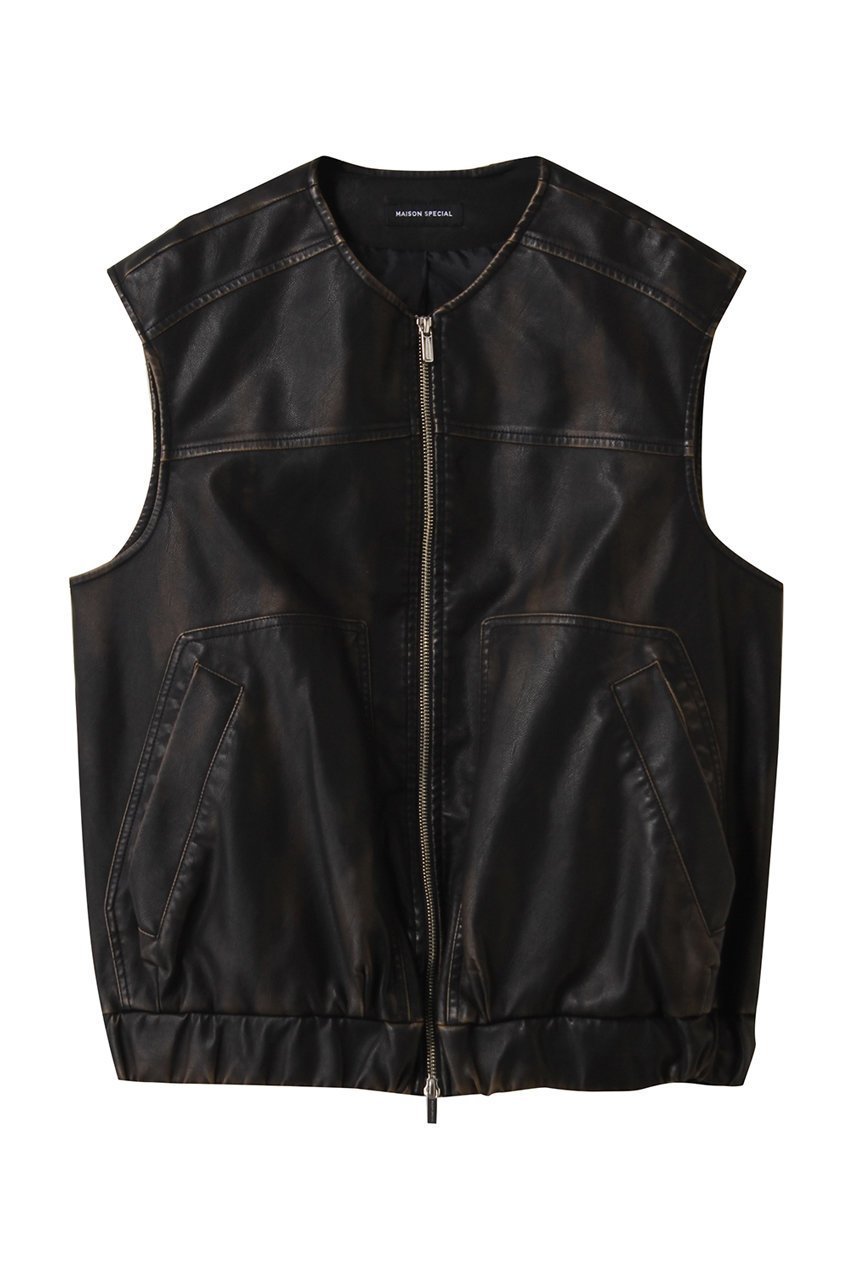 【メゾンスペシャル/MAISON SPECIAL】のfaux Leather Vest/フェイクレザーベスト インテリア・キッズ・メンズ・レディースファッション・服の通販 founy(ファニー) 　ファッション　Fashion　レディースファッション　Fashion for Women　アウター　Coat / Outerwear Collection　レディースジャケット・軽アウター　Jackets　インナー　Innerwear　ギャザー　Gathered, Ruffled　ジップ　Zip, Zipper　ジャケット　Jacket, Outerwear　バランス　Balance, Style Balance　フェイクレザー　Faux Leather, PU Leather　フロント　Front, Front Design　ベスト　Vest, Waistcoat　メタリック　Metallic, Shiny Finish　モダン　Modern, Contemporary　リアル　Real, Realistic　羽織　Haori, Light Jacket　軽量　Lightweight, Ultra Light　BRN(ブラウン)|ID: prp329100004631641 ipo3291000000035797880