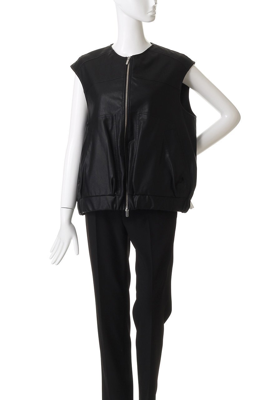 【メゾンスペシャル/MAISON SPECIAL】のfaux Leather Vest/フェイクレザーベスト 人気、トレンドファッション・服の通販 founy(ファニー) 　ファッション　Fashion　レディースファッション　Fashion for Women　アウター　Coat / Outerwear Collection　レディースジャケット・軽アウター　Jackets　インナー　Innerwear　ギャザー　Gathered, Ruffled　ジップ　Zip, Zipper　ジャケット　Jacket, Outerwear　バランス　Balance, Style Balance　フェイクレザー　Faux Leather, PU Leather　フロント　Front, Front Design　ベスト　Vest, Waistcoat　メタリック　Metallic, Shiny Finish　モダン　Modern, Contemporary　リアル　Real, Realistic　羽織　Haori, Light Jacket　軽量　Lightweight, Ultra Light　other-2|ID: prp329100004631641 ipo3291000000035884148