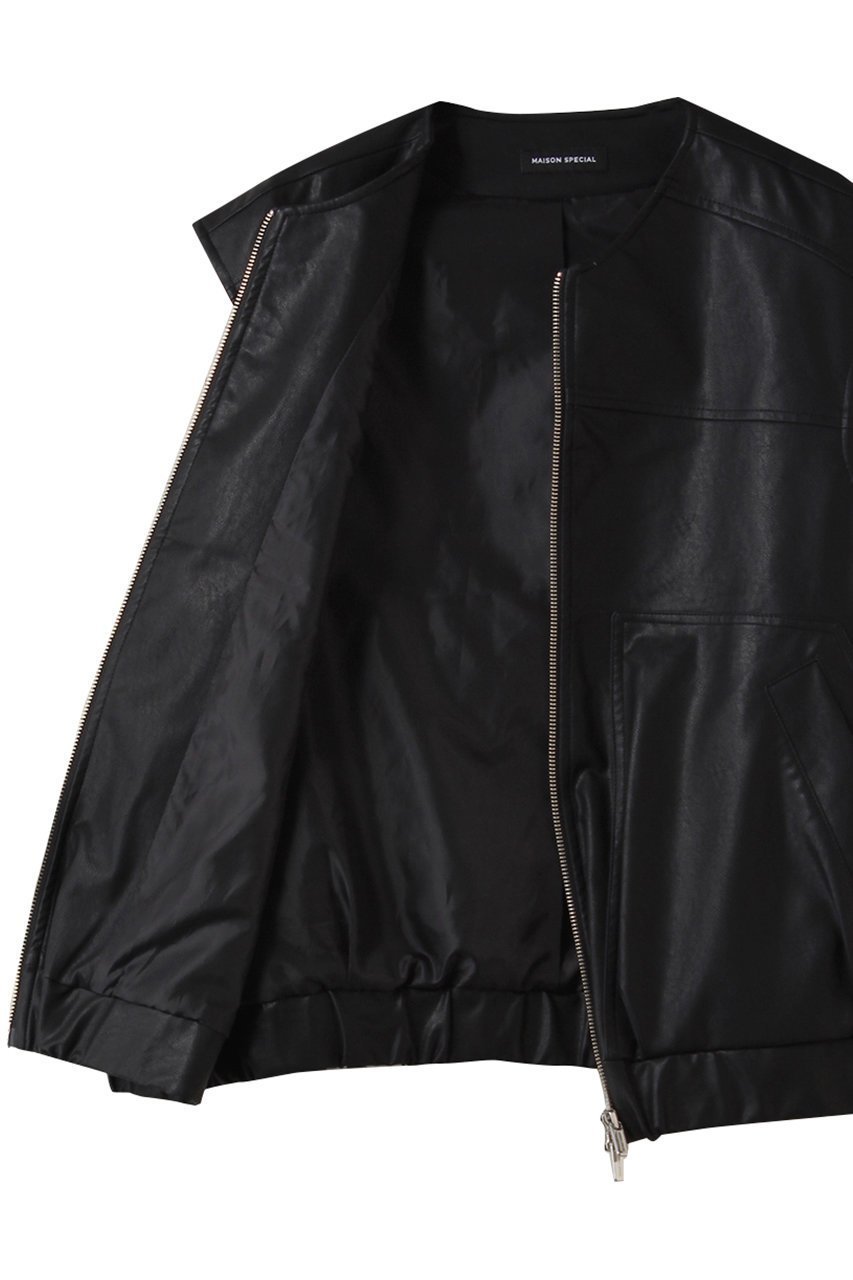 【メゾンスペシャル/MAISON SPECIAL】のfaux Leather Vest/フェイクレザーベスト 人気、トレンドファッション・服の通販 founy(ファニー) 　ファッション　Fashion　レディースファッション　Fashion for Women　アウター　Coat / Outerwear Collection　レディースジャケット・軽アウター　Jackets　インナー　Innerwear　ギャザー　Gathered, Ruffled　ジップ　Zip, Zipper　ジャケット　Jacket, Outerwear　バランス　Balance, Style Balance　フェイクレザー　Faux Leather, PU Leather　フロント　Front, Front Design　ベスト　Vest, Waistcoat　メタリック　Metallic, Shiny Finish　モダン　Modern, Contemporary　リアル　Real, Realistic　羽織　Haori, Light Jacket　軽量　Lightweight, Ultra Light　other-6|ID: prp329100004631641 ipo3291000000035884152