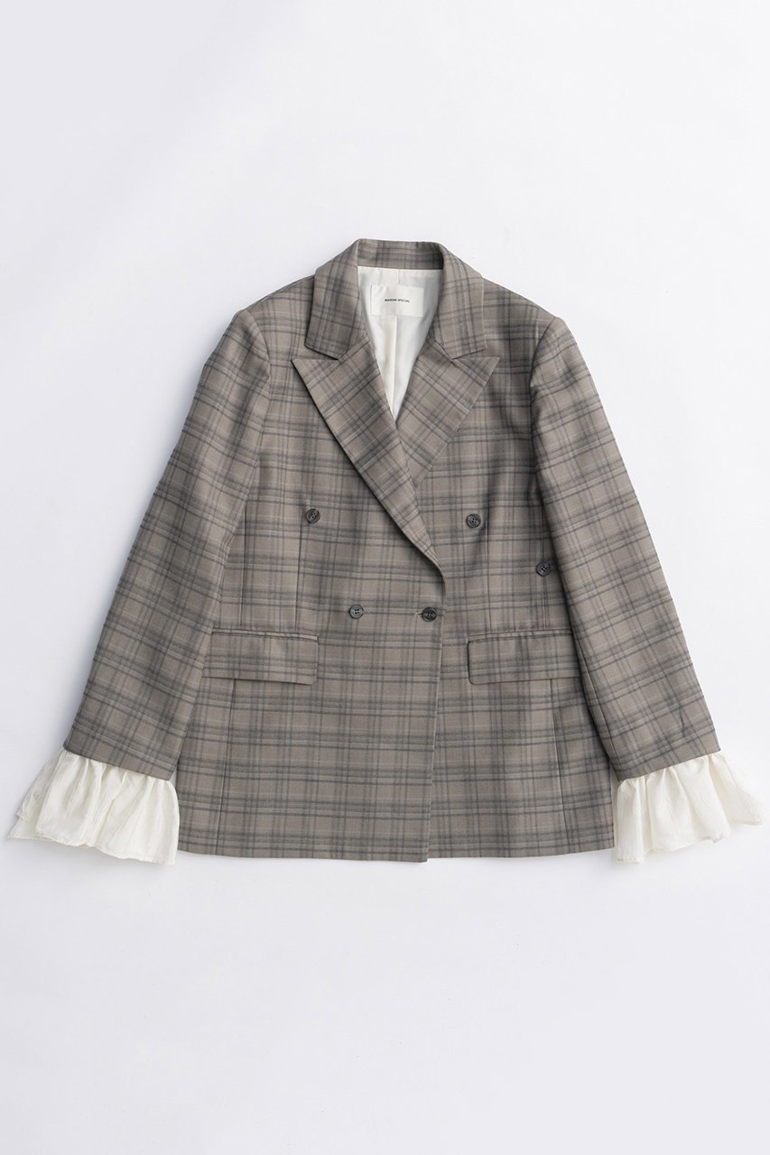 【メゾンスペシャル/MAISON SPECIAL】のRuffle Sleeves Jacket/フリルスリーブジャケット 人気、トレンドファッション・服の通販 founy(ファニー) 　ファッション　Fashion　レディースファッション　Fashion for Women　アウター　Coat / Outerwear Collection　レディースジャケット・軽アウター　Jackets　ジャケット　Jacket, Outerwear　ストライプ　Stripe, Striped Pattern　スラックス　Slacks, Dress Pants　スリーブ　Sleeve, Long Sleeve / Short Sleeve　セットアップ　Set-Up, Coordinated Outfit　ダウン　Down, Puffer　チェック　Check, Plaid, Tartan　チェーン　Chain, Chain Strap　フリル　Frill, Ruffle　フレア　Flare, Flared　フロント　Front, Front Design　ベーシック　Basic, Essential　ミックス　Mix, Mixed Style　A/W・秋冬　Autumn/Winter　おすすめ　Recommended / Our Picks　エレガント 上品　Elegant　2025年　2025　2025-2026秋冬・A/W　Autumn/Winter 2025–26 AW25–26　 other-1|ID: prp329100004631642 ipo3291000000033328650