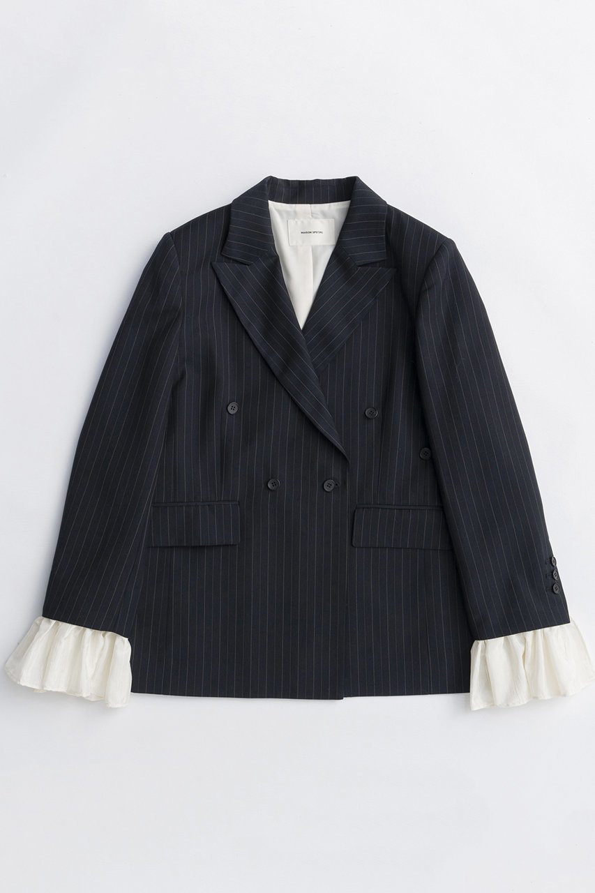 【メゾンスペシャル/MAISON SPECIAL】のRuffle Sleeves Jacket/フリルスリーブジャケット 人気、トレンドファッション・服の通販 founy(ファニー) 　ファッション　Fashion　レディースファッション　Fashion for Women　アウター　Coat / Outerwear Collection　レディースジャケット・軽アウター　Jackets　ジャケット　Jacket, Outerwear　ストライプ　Stripe, Striped Pattern　スラックス　Slacks, Dress Pants　スリーブ　Sleeve, Long Sleeve / Short Sleeve　セットアップ　Set-Up, Coordinated Outfit　ダウン　Down, Puffer　チェック　Check, Plaid, Tartan　チェーン　Chain, Chain Strap　フリル　Frill, Ruffle　フレア　Flare, Flared　フロント　Front, Front Design　ベーシック　Basic, Essential　ミックス　Mix, Mixed Style　A/W・秋冬　Autumn/Winter　おすすめ　Recommended / Our Picks　エレガント 上品　Elegant　2025年　2025　2025-2026秋冬・A/W　Autumn/Winter 2025–26 AW25–26　other-2|ID: prp329100004631642 ipo3291000000033328655