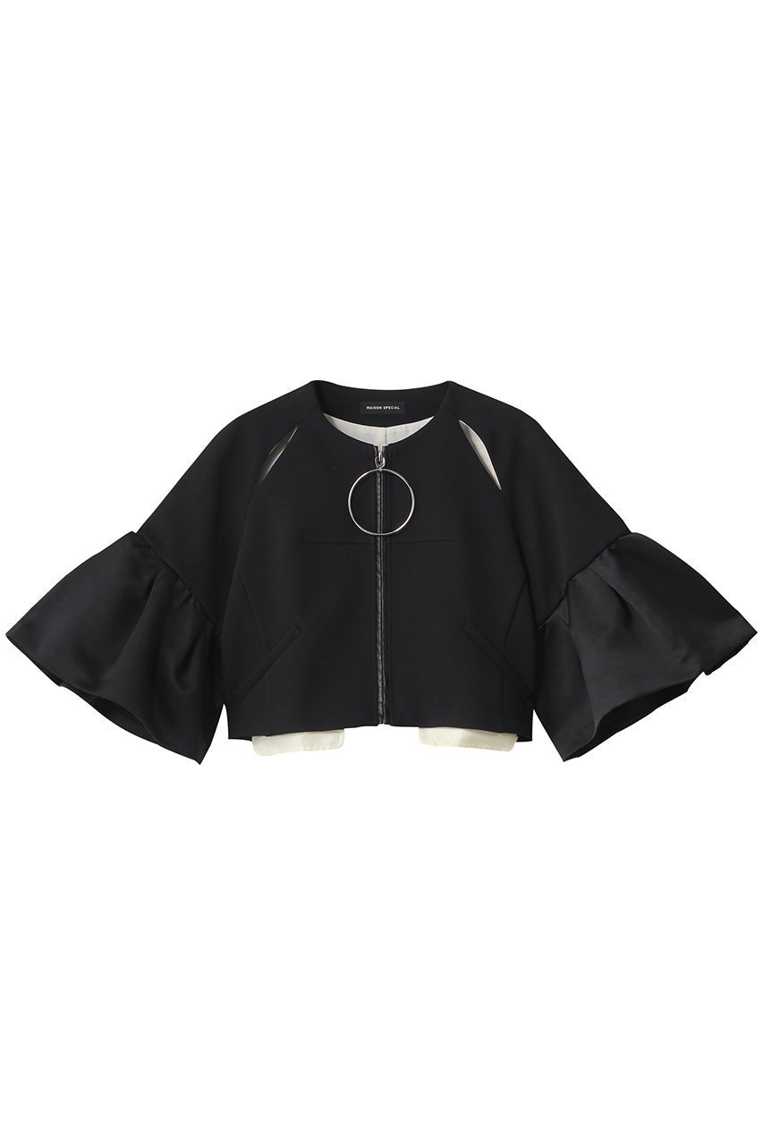 【メゾンスペシャル/MAISON SPECIAL】のDome Sleeve Zip Jacket/ドームスリーブジップジャケット インテリア・キッズ・メンズ・レディースファッション・服の通販 founy(ファニー) 　ファッション　Fashion　レディースファッション　Fashion for Women　アウター　Coat / Outerwear Collection　レディースジャケット・軽アウター　Jackets　2025年　2025　2025-2026秋冬・A/W　Autumn/Winter 2025–26 AW25–26　おすすめ　Recommended / Our Picks　インナー　Innerwear　オケージョン　Occasion Wear　カーディガン　Cardigan, Knitwear　コンシャス　Conscious, Bodycon　コンパクト　Compact, Small Size　サテン　Satin, Glossy Fabric　ジップ　Zip, Zipper　ジャケット　Jacket, Outerwear　ダブル　Double, Double-Breasted　A/W・秋冬　Autumn/Winter　羽織　Haori, Light Jacket　BLK(ブラック)|ID: prp329100004631643 ipo3291000000033328663