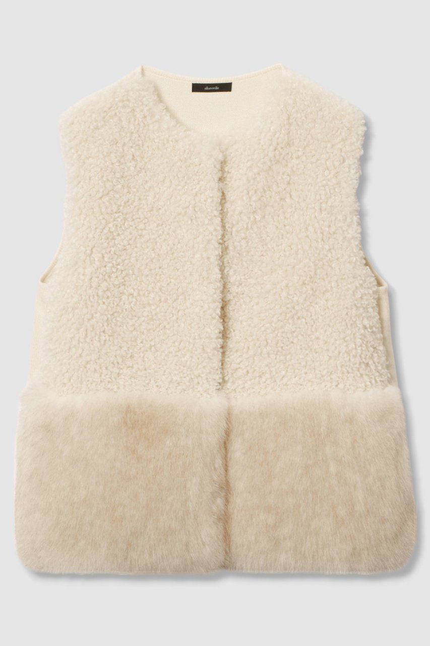 【アルアバイル/allureville】のフェイクボアコンビニットジレ インテリア・キッズ・メンズ・レディースファッション・服の通販 founy(ファニー) 　ファッション　Fashion　レディースファッション　Fashion for Women　アウター　Coat / Outerwear Collection　レディースジャケット・軽アウター　Jackets　2025年　2025　2025-2026秋冬・A/W　Autumn/Winter 2025–26 AW25–26　コンパクト　Compact, Small Size　ジャケット　Jacket, Outerwear　スポーティ　Sporty, Casual Athletic　ドット　Polka Dot, Dot Pattern　フォックス　Fox, Fox Fur　ベスト　Vest, Waistcoat　A/W・秋冬　Autumn/Winter　アイボリー|ID: prp329100004631646 ipo3291000000033328705