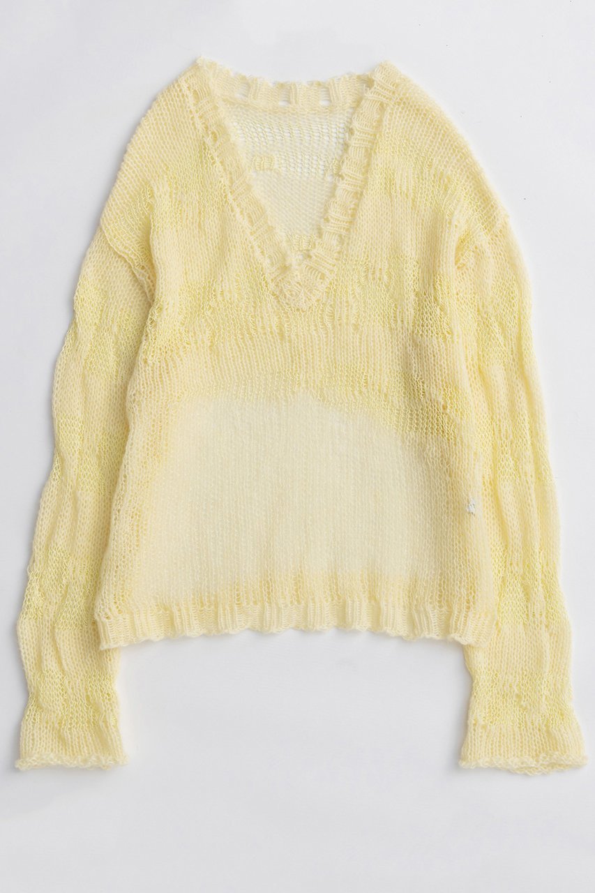 【メゾンスペシャル/MAISON SPECIAL】のV-neck Low Gauge Pullover Knit/Vネックローゲージプルオーバーニット インテリア・キッズ・メンズ・レディースファッション・服の通販 founy(ファニー) 　ファッション　Fashion　レディースファッション　Fashion for Women　トップス・カットソー　Cut & Sew Tops　ニット　Knit Tops & Sweaters　カジュアルプルオーバー・ニットトップス　Pullovers & Knit Tops / Casual Pullovers　Vネックトップス　V-Neck Tops / V-Cut Neckline Shirts　2025年　2025　2025-2026秋冬・A/W　Autumn/Winter 2025–26 AW25–26　おすすめ　Recommended / Our Picks　シアー　Sheer, See-Through　タンク　Tank Top, Sleeveless Top　A/W・秋冬　Autumn/Winter　L.YEL(ライトイエロー)|ID: prp329100004631652 ipo3291000000033328788