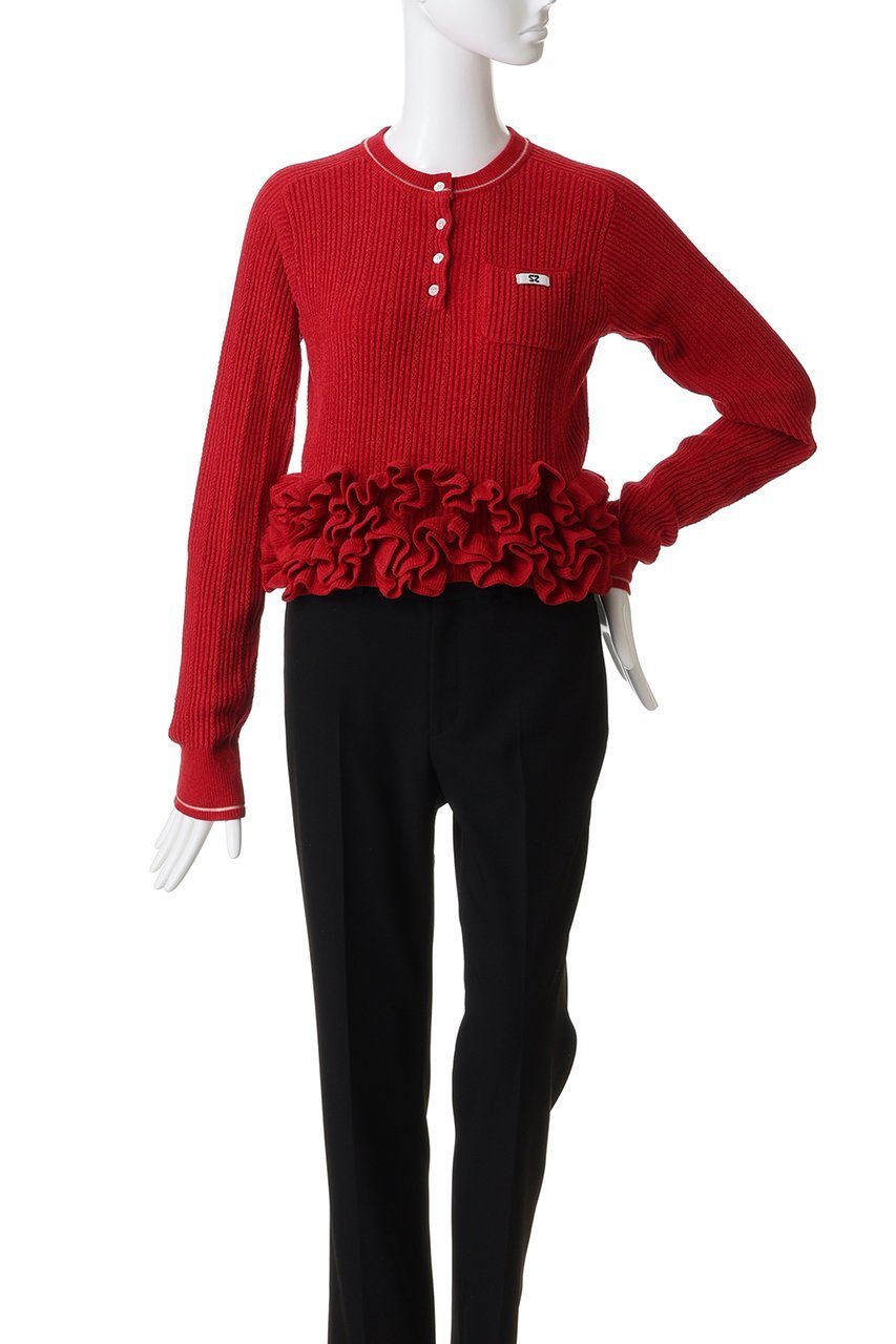 【メゾンスペシャル/MAISON SPECIAL】のRuffled Hem Chenille Knit Tops/ラッフルヘムモールニットトップス 人気、トレンドファッション・服の通販 founy(ファニー) 　ファッション　Fashion　レディースファッション　Fashion for Women　トップス・カットソー　Cut & Sew Tops　ニット　Knit Tops & Sweaters　カジュアルプルオーバー・ニットトップス　Pullovers & Knit Tops / Casual Pullovers　なめらか　Smooth, Silky Texture　コンパクト　Compact, Small Size　テクスチャー　Texture, Textured Fabric　バランス　Balance, Style Balance　ベロア　Velour, Soft Velvet　モチーフ　Motif, Design Theme　エレガント 上品　Elegant　新作・新入荷　New Arrivals / New In　other-4|ID: prp329100004631663 ipo3291000000033937548