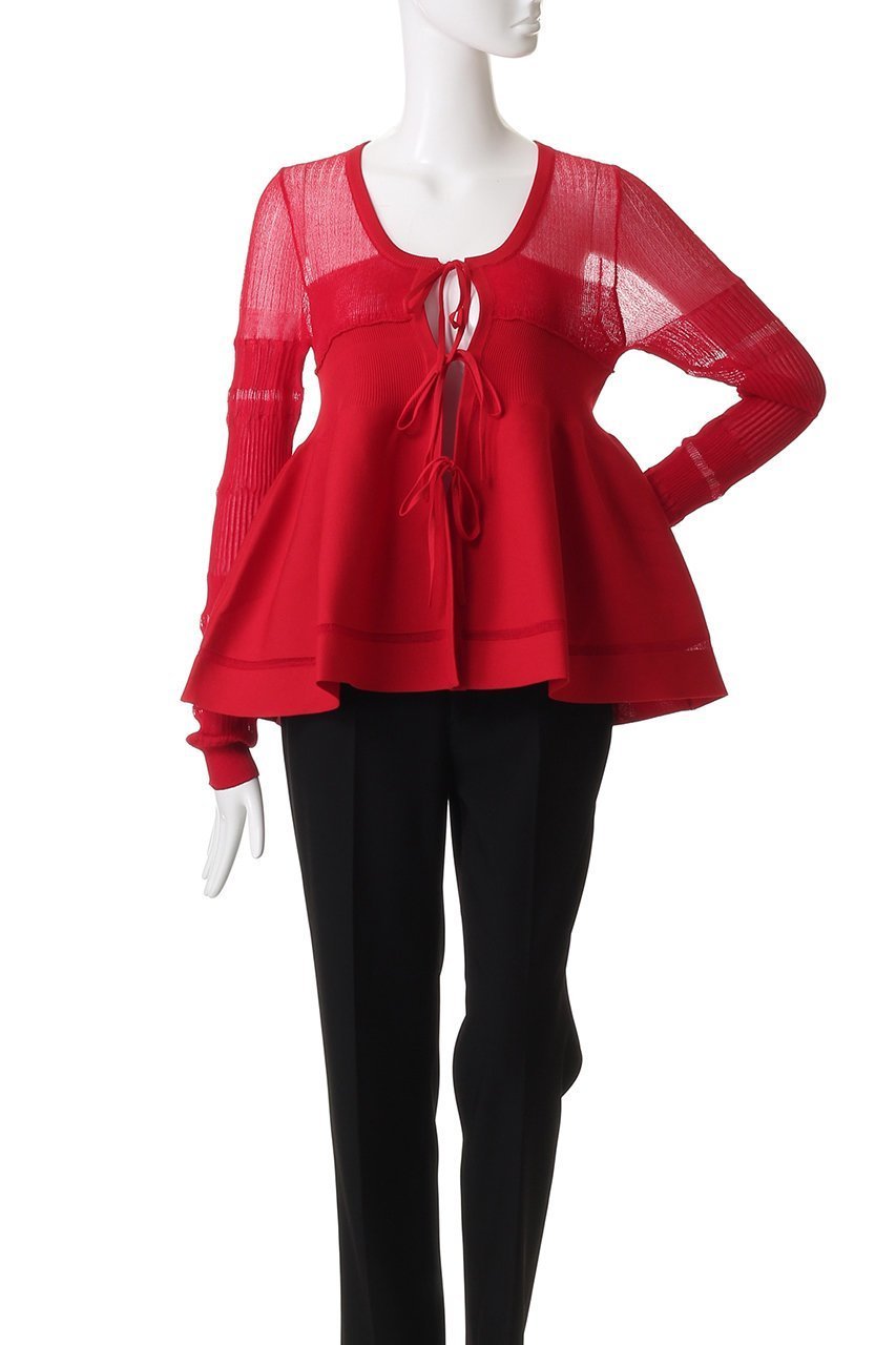 【メゾンスペシャル/MAISON SPECIAL】のSheer Peplum Cardigan/シアーペプラムカーディガン 人気、トレンドファッション・服の通販 founy(ファニー) 　ファッション　Fashion　レディースファッション　Fashion for Women　トップス・カットソー　Cut & Sew Tops　ニット　Knit Tops & Sweaters　カーディガン・羽織り　Layered Style Cardigans　秋　Autumn　カーディガン　Cardigan, Knitwear　キャミ　Camisole, Cami Top　シアー　Sheer, See-Through　タンク　Tank Top, Sleeveless Top　フレア　Flare, Flared　フロント　Front, Front Design　リボン　Ribbon, Bow　A/W・秋冬　Autumn/Winter　おすすめ　Recommended / Our Picks　2025年　2025　2025-2026秋冬・A/W　Autumn/Winter 2025–26 AW25–26　other-4|ID: prp329100004631665 ipo3291000000033450815