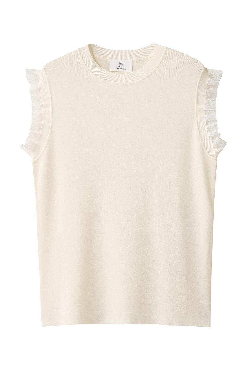 【プルミエ アロンディスモン/1er Arrondissement】のグリッターラッフルニットタンク 人気、トレンドファッション・服の通販 founy(ファニー) 　ファッション　Fashion　レディースファッション　Fashion for Women　トップス・カットソー　Cut & Sew Tops　ニット　Knit Tops & Sweaters　カジュアルプルオーバー・ニットトップス　Pullovers & Knit Tops / Casual Pullovers　2025年　2025　2025-2026秋冬・A/W　Autumn/Winter 2025–26 AW25–26　シンプル　Simple, Minimal　センター　Center, Center Line　タンク　Tank Top, Sleeveless Top　フェミニン　Feminine, Girly　フォルム　Silhouette, Form　フレア　Flare, Flared　マニッシュ　Mannish, Boyish　ラッフル　Ruffle, Frill　ワイド　Wide, Wide Fit　A/W・秋冬　Autumn/Winter　 other-1|ID: prp329100004631666 ipo3291000000033328954