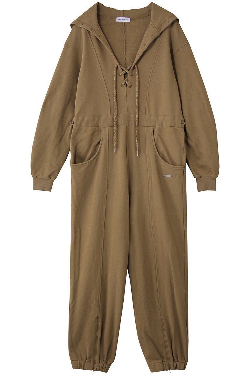 【メゾンスペシャル/MAISON SPECIAL】のLace Up Sweat Hood All-in-one/レースアップスウェットフードオールインワン インテリア・キッズ・メンズ・レディースファッション・服の通販 founy(ファニー) 　ファッション　Fashion　レディースファッション　Fashion for Women　パンツ　Pants & Trousers　なめらか　Smooth, Silky Texture　スウェット / スエット　Sweatshirt, Sweatwear　ラップ　Wrap, Wrap Design　レース　Lace, Lace Fabric　再入荷　Restock / Back in Stock　冬　Winter / This Winter　KHK(カーキ)|ID: prp329100004631673 ipo3291000000035798041