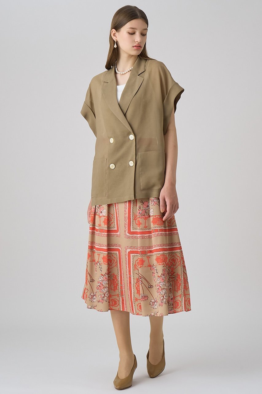 【アナイ/ANAYI】のスカーフプリントタックスカート 人気、トレンドファッション・服の通販 founy(ファニー) 　ファッション　Fashion　レディースファッション　Fashion for Women　スカート　Skirts　ロングスカート　Long Skirts / Maxi & Midi Skirts　2025年　2025　2025-2026秋冬・A/W　Autumn/Winter 2025–26 AW25–26　オレンジ　Orange　オータム　Autumn Fashion　カーディガン　Cardigan, Knitwear　サテン　Satin, Glossy Fabric　シンプル　Simple, Minimal　スカーフ　Scarf, Neckwear　フラワー　Flower, Floral　プリント　Print, Printed Pattern　ロング　Long, Long-Length　A/W・秋冬　Autumn/Winter　other-3|ID: prp329100004631679 ipo3291000000033329136