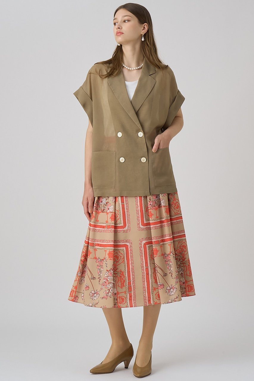 【アナイ/ANAYI】のスカーフプリントタックスカート 人気、トレンドファッション・服の通販 founy(ファニー) 　ファッション　Fashion　レディースファッション　Fashion for Women　スカート　Skirts　ロングスカート　Long Skirts / Maxi & Midi Skirts　2025年　2025　2025-2026秋冬・A/W　Autumn/Winter 2025–26 AW25–26　オレンジ　Orange　オータム　Autumn Fashion　カーディガン　Cardigan, Knitwear　サテン　Satin, Glossy Fabric　シンプル　Simple, Minimal　スカーフ　Scarf, Neckwear　フラワー　Flower, Floral　プリント　Print, Printed Pattern　ロング　Long, Long-Length　A/W・秋冬　Autumn/Winter　other-4|ID: prp329100004631679 ipo3291000000033329137