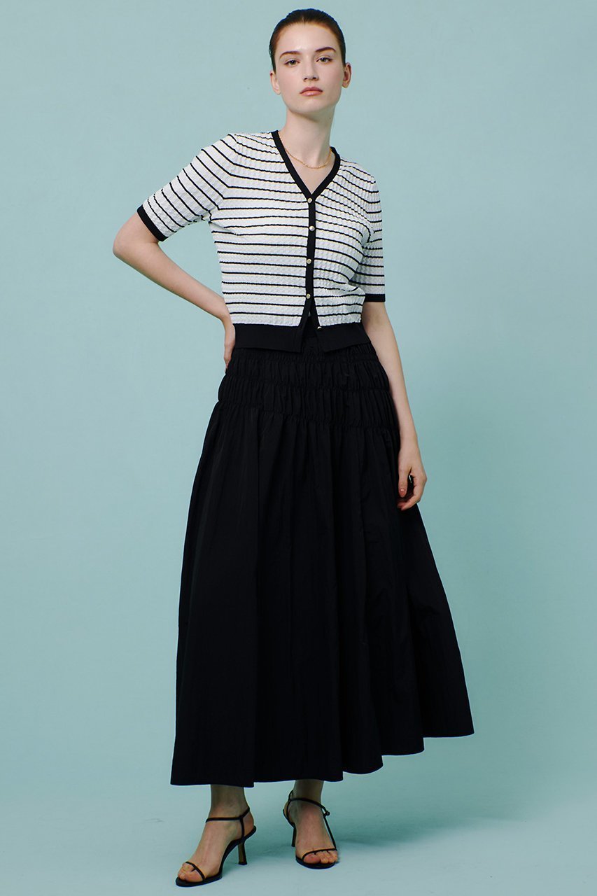 【アルアバイル/allureville】のナイロンタフタシャーリングスカート 人気、トレンドファッション・服の通販 founy(ファニー) 　ファッション　Fashion　レディースファッション　Fashion for Women　スカート　Skirts　ロングスカート　Long Skirts / Maxi & Midi Skirts　2025年　2025　2025-2026秋冬・A/W　Autumn/Winter 2025–26 AW25–26　アシンメトリー　Asymmetrical Style　シャーリング　Shirring, Ruched　スウェット / スエット　Sweatshirt, Sweatwear　タフタ　Taffeta, Structured Fabric　トレンド　Trend, Trending Now　フィット　Fit, Slim Fit　ヘムライン　Hemline, Bottom Cut　ロング　Long, Long-Length　A/W・秋冬　Autumn/Winter　other-5|ID: prp329100004631681 ipo3291000000033329158
