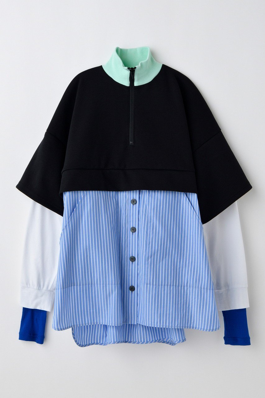 【ナゴンスタンス/nagonstans】の【8/13 12:00販売開始】layered long-sleeves/プルオーバー インテリア・キッズ・メンズ・レディースファッション・服の通販 founy(ファニー) 　ファッション　Fashion　レディースファッション　Fashion for Women　トップス・カットソー　Cut & Sew Tops　シャツ・ブラウス・オフィスカジュアル　Elegant Blouses & Button-Ups　ロングTシャツ・Tシャツ　Longline T-Shirts & Tees　カジュアルプルオーバー・ニットトップス　Pullovers & Knit Tops / Casual Pullovers　カットソー・ベーシックTシャツ　Cut-and-Sewn Tops / Stretch Tees & Basics　カットソー　Cut and Sewn Top　ストレッチ　Stretch, Stretchy Fabric　スリーブ　Sleeve, Long Sleeve / Short Sleeve　ドッキング　Docking, Mixed Material　ロング　Long, Long-Length　新作・新入荷　New Arrivals / New In　Black|ID: prp329100004631705 ipo3291000000033330060