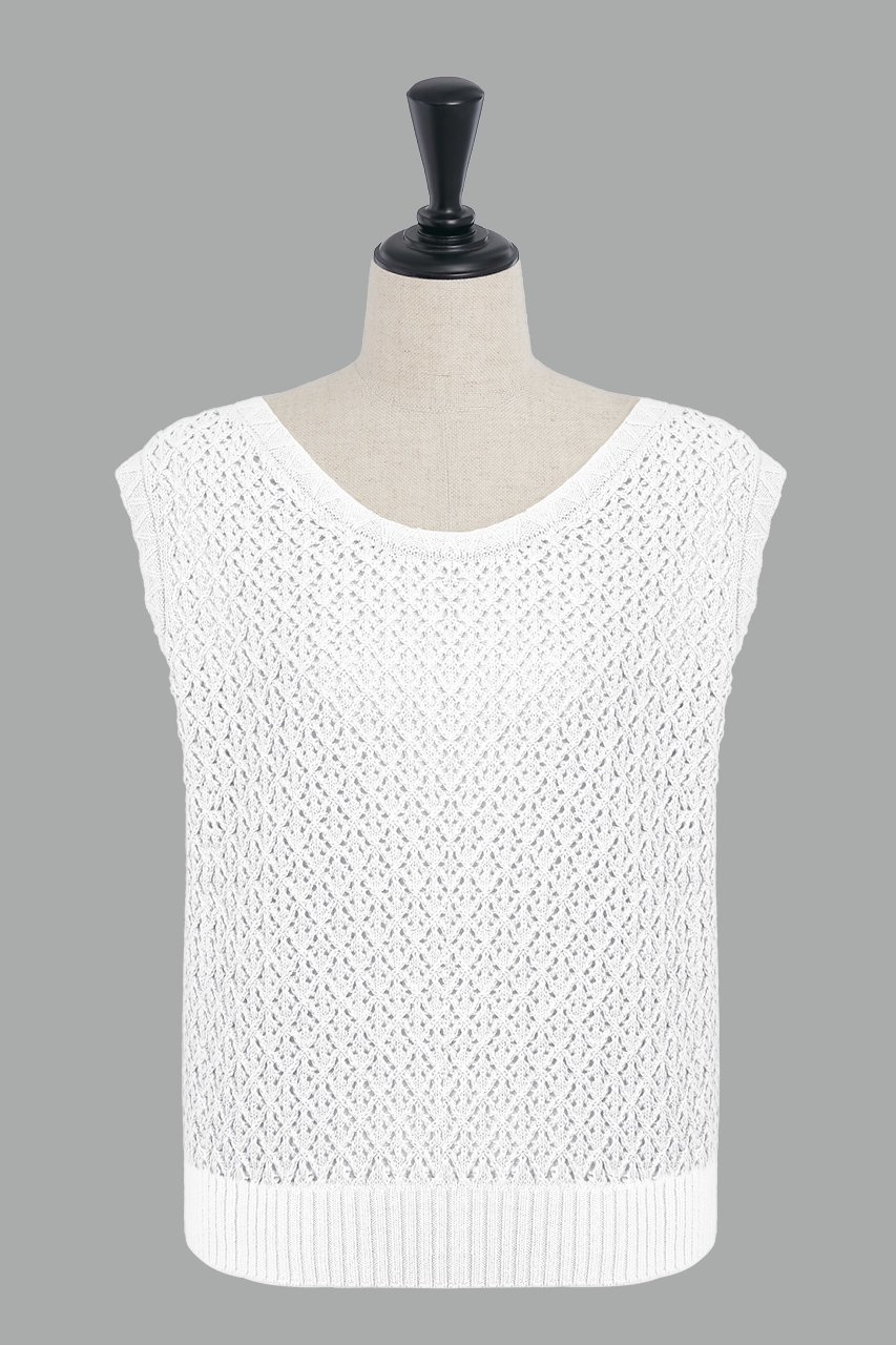 【デイジーリン/DAISY LIN】のKnit Top “Lady Tank” インテリア・キッズ・メンズ・レディースファッション・服の通販 founy(ファニー) 　ファッション　Fashion　レディースファッション　Fashion for Women　トップス・カットソー　Cut & Sew Tops　ニット　Knit Tops & Sweaters　カジュアルプルオーバー・ニットトップス　Pullovers & Knit Tops / Casual Pullovers　インナー　Innerwear　ウォッシャブル　Machine Washable　エレガント 上品　Elegant　洗える　Machine Washable　シアー　Sheer, See-Through　シンプル　Simple, Minimal　ハンド　Hand, Handmade　夏　Summer　ホワイト|ID: prp329100004631709 ipo3291000000035651646