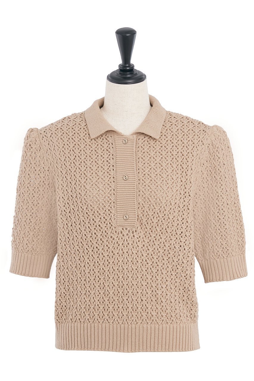 【デイジーリン/DAISY LIN】のKnit polo shirt “Pineapple Puff ” 人気、トレンドファッション・服の通販 founy(ファニー) 　ファッション　Fashion　レディースファッション　Fashion for Women　トップス・カットソー　Cut & Sew Tops　ニット　Knit Tops & Sweaters　シャツ・ブラウス・オフィスカジュアル　Elegant Blouses & Button-Ups　ポロシャツ・きれいめカジュアル　Smart-Casual Polo Tops　カジュアルプルオーバー・ニットトップス　Pullovers & Knit Tops / Casual Pullovers　インナー　Innerwear　ウォッシャブル　Machine Washable　洗える　Machine Washable　シアー　Sheer, See-Through　手編み　Hand-Knitted, Handmade Knit　フレアースカート　Flared Skirt, A-Line Skirt　ポロシャツ　Polo Shirt, Collared Tee　ワイド　Wide, Wide Fit　エレガント 上品　Elegant　新作・新入荷　New Arrivals / New In　 other-1|ID: prp329100004631710 ipo3291000000033330087