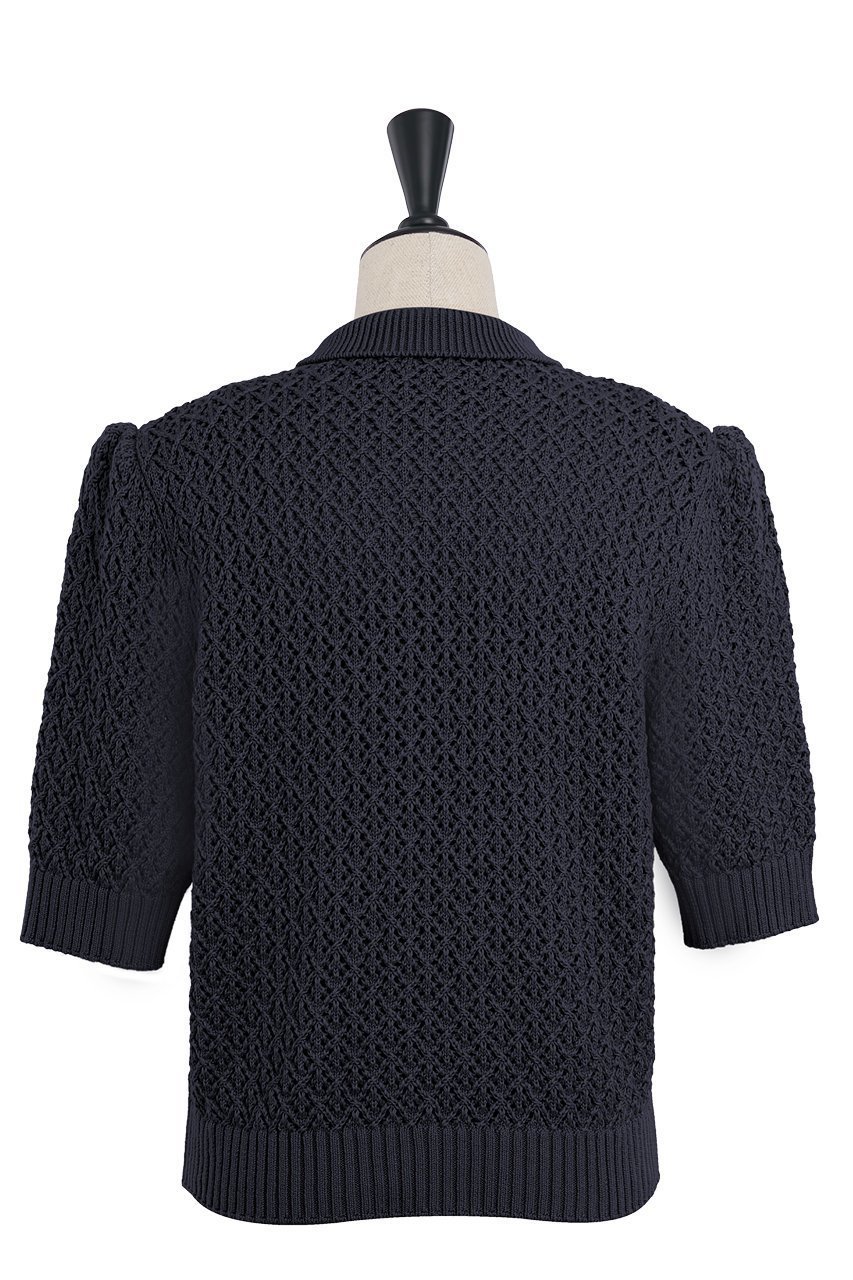 【デイジーリン/DAISY LIN】のKnit polo shirt “Pineapple Puff ” 人気、トレンドファッション・服の通販 founy(ファニー) 　ファッション　Fashion　レディースファッション　Fashion for Women　トップス・カットソー　Cut & Sew Tops　ニット　Knit Tops & Sweaters　シャツ・ブラウス・オフィスカジュアル　Elegant Blouses & Button-Ups　ポロシャツ・きれいめカジュアル　Smart-Casual Polo Tops　カジュアルプルオーバー・ニットトップス　Pullovers & Knit Tops / Casual Pullovers　インナー　Innerwear　ウォッシャブル　Machine Washable　洗える　Machine Washable　シアー　Sheer, See-Through　手編み　Hand-Knitted, Handmade Knit　フレアースカート　Flared Skirt, A-Line Skirt　ポロシャツ　Polo Shirt, Collared Tee　ワイド　Wide, Wide Fit　エレガント 上品　Elegant　新作・新入荷　New Arrivals / New In　other-2|ID: prp329100004631710 ipo3291000000033330091