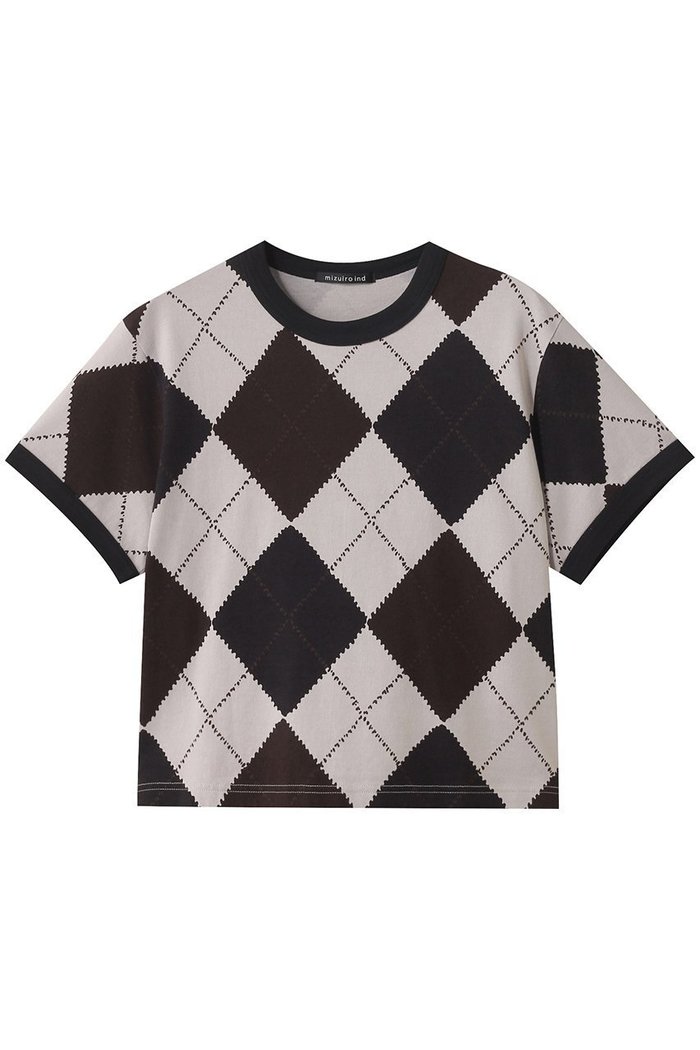 【ミズイロ インド/mizuiro ind】のアーガイルプリントTシャツ インテリア・キッズ・メンズ・レディースファッション・服の通販 founy(ファニー) https://founy.com/ ファッション Fashion レディースファッション Fashion for Women トップス・カットソー Cut & Sew Tops シャツ・ブラウス・オフィスカジュアル Elegant Blouses & Button-Ups ロングTシャツ・Tシャツ Longline T-Shirts & Tees カットソー・ベーシックTシャツ Cut-and-Sewn Tops / Stretch Tees & Basics インナー Innerwear コンパクト Compact, Small Size ショート Short, Short Length ジャケット Jacket, Outerwear スリーブ Sleeve, Long Sleeve / Short Sleeve プリント Print, Printed Pattern 半袖 Short Sleeve, Half Sleeve 秋 Autumn |ID: prp329100004632779 ipo3291000000035321263