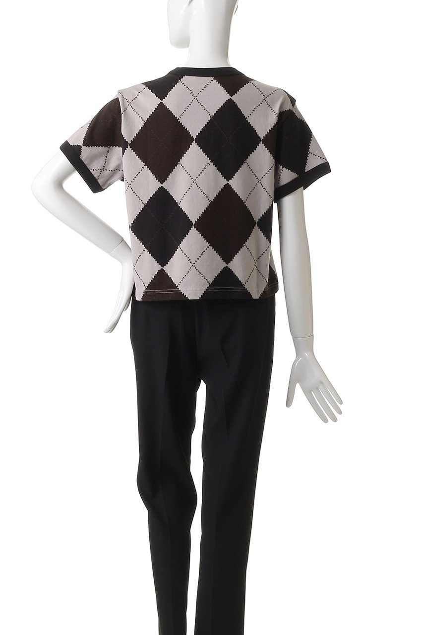 【ミズイロ インド/mizuiro ind】のアーガイルプリントTシャツ 人気、トレンドファッション・服の通販 founy(ファニー) 　ファッション　Fashion　レディースファッション　Fashion for Women　トップス・カットソー　Cut & Sew Tops　シャツ・ブラウス・オフィスカジュアル　Elegant Blouses & Button-Ups　ロングTシャツ・Tシャツ　Longline T-Shirts & Tees　カットソー・ベーシックTシャツ　Cut-and-Sewn Tops / Stretch Tees & Basics　インナー　Innerwear　コンパクト　Compact, Small Size　ショート　Short, Short Length　ジャケット　Jacket, Outerwear　スリーブ　Sleeve, Long Sleeve / Short Sleeve　プリント　Print, Printed Pattern　半袖　Short Sleeve, Half Sleeve　秋　Autumn　other-4|ID: prp329100004632779 ipo3291000000035628109