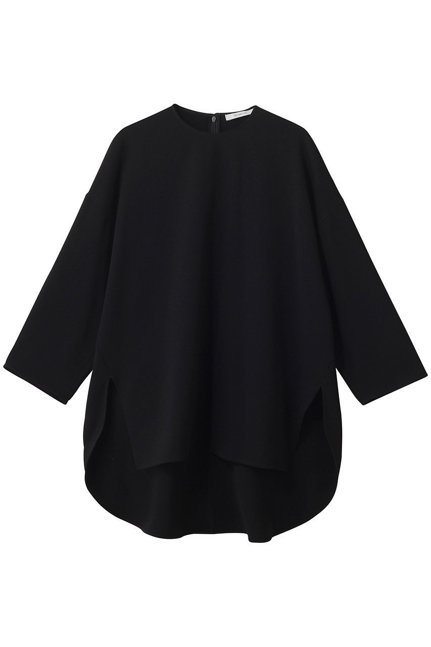 【ドメル/DOMELLE】のバック ラウンド ヘム ブラウス インテリア・キッズ・メンズ・レディースファッション・服の通販 founy(ファニー) 　ファッション　Fashion　レディースファッション　Fashion for Women　トップス・カットソー　Cut & Sew Tops　シャツ・ブラウス・オフィスカジュアル　Elegant Blouses & Button-Ups　ロングTシャツ・Tシャツ　Longline T-Shirts & Tees　カットソー・ベーシックTシャツ　Cut-and-Sewn Tops / Stretch Tees & Basics　2025年　2025　2025-2026秋冬・A/W　Autumn/Winter 2025–26 AW25–26　インナー　Innerwear　カッティング　Cutting Detail　シンプル　Simple, Minimal　ジャケット　Jacket, Outerwear　スリーブ　Sleeve, Long Sleeve / Short Sleeve　ドレープ　Drape, Draping Fabric　ラウンド　Round, Round Neck　ロング　Long, Long-Length　定番　Standard, Basic Item　A/W・秋冬　Autumn/Winter　ブラック|ID: prp329100004632780 ipo3291000000033341462