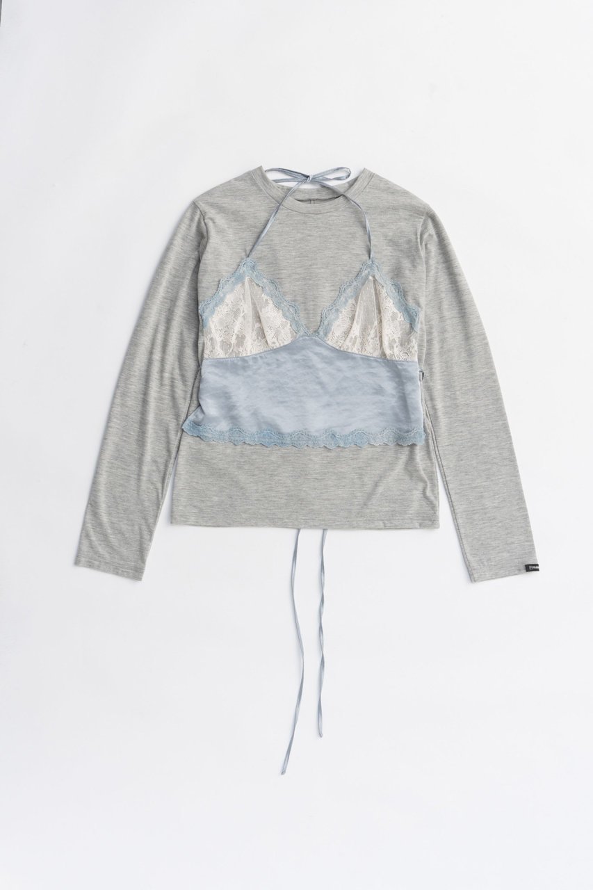 【プランク プロジェクト/PRANK PROJECT】のランジェリーコンビトップ / Lingerie Combi Top 人気、トレンドファッション・服の通販 founy(ファニー) 　ファッション　Fashion　レディースファッション　Fashion for Women　ワンピース　Dresses　トップス・カットソー　Cut & Sew Tops　2025年　2025　2025-2026秋冬・A/W　Autumn/Winter 2025–26 AW25–26　コンビ　Combo, Combination Style　サテン　Satin, Glossy Fabric　スリーブ　Sleeve, Long Sleeve / Short Sleeve　ドッキング　Docking, Mixed Material　ランジェリー　Lingerie, Intimate Wear　レース　Lace, Lace Fabric　ロング　Long, Long-Length　A/W・秋冬　Autumn/Winter　 other-1|ID: prp329100004632782 ipo3291000000033341473
