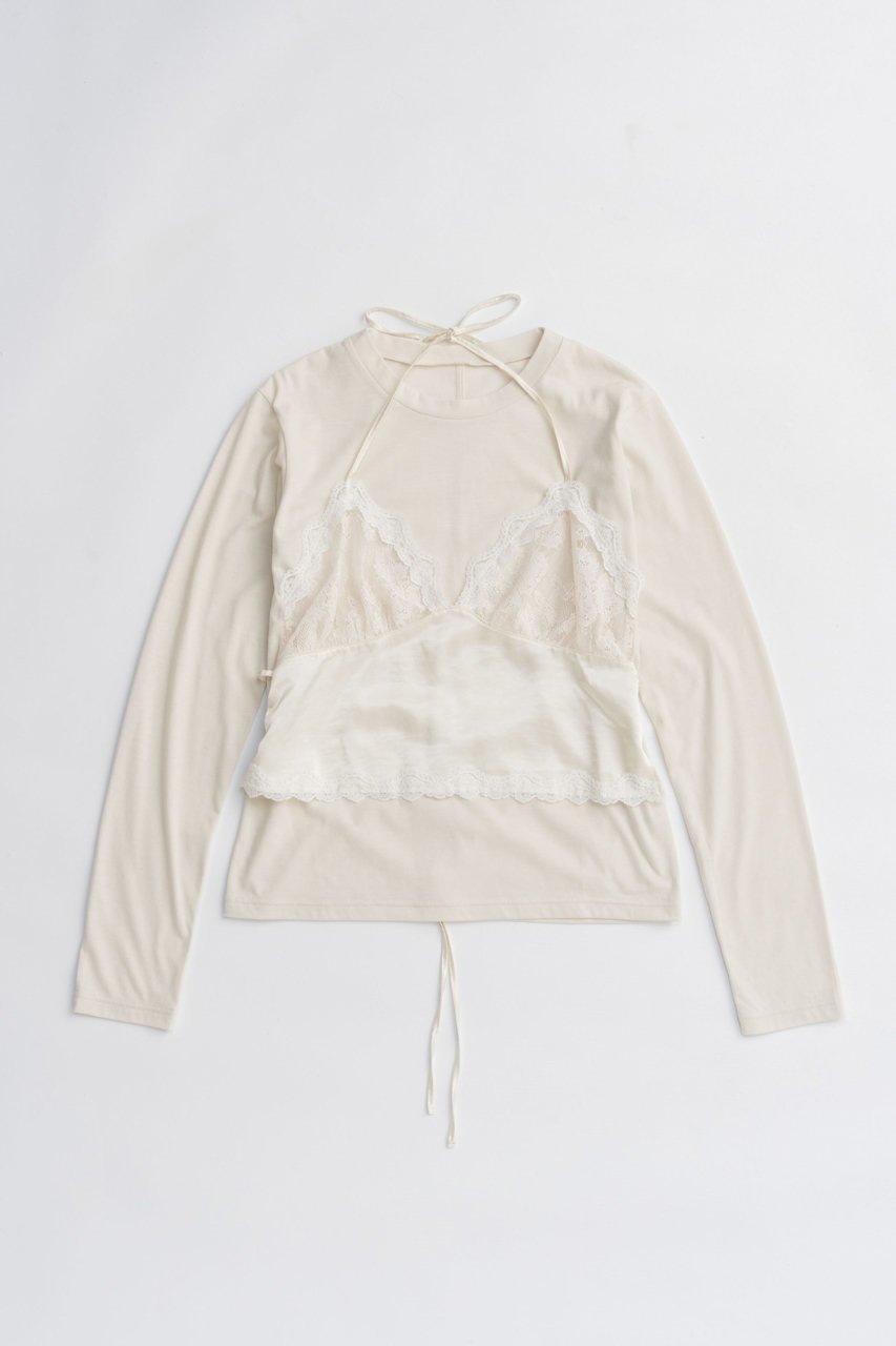 【プランク プロジェクト/PRANK PROJECT】のランジェリーコンビトップ / Lingerie Combi Top インテリア・キッズ・メンズ・レディースファッション・服の通販 founy(ファニー) 　ファッション　Fashion　レディースファッション　Fashion for Women　ワンピース　Dresses　トップス・カットソー　Cut & Sew Tops　2025年　2025　2025-2026秋冬・A/W　Autumn/Winter 2025–26 AW25–26　コンビ　Combo, Combination Style　サテン　Satin, Glossy Fabric　スリーブ　Sleeve, Long Sleeve / Short Sleeve　ドッキング　Docking, Mixed Material　ランジェリー　Lingerie, Intimate Wear　レース　Lace, Lace Fabric　ロング　Long, Long-Length　A/W・秋冬　Autumn/Winter　WHT(ホワイト)|ID: prp329100004632782 ipo3291000000033341476