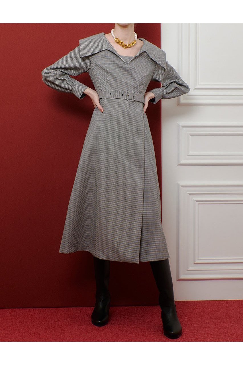 【アルアバイル/allureville】の【LOULOU WILLOUGHBY】W先染めセーラーカラーワンピース 人気、トレンドファッション・服の通販 founy(ファニー) 　ファッション　Fashion　レディースファッション　Fashion for Women　ワンピース　Dresses　チュニック　Tunic Tops & Dresses　2025年　2025　2025-2026秋冬・A/W　Autumn/Winter 2025–26 AW25–26　ストライプ　Stripe, Striped Pattern　チェック　Check, Plaid, Tartan　チュニック　Tunic, Long Top　フィット　Fit, Slim Fit　ロング　Long, Long-Length　無地　Plain, Solid Color　A/W・秋冬　Autumn/Winter　 other-1|ID: prp329100004632789 ipo3291000000033341526