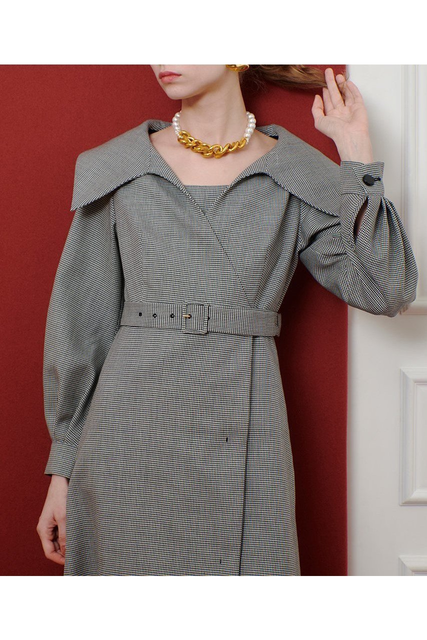 【アルアバイル/allureville】の【LOULOU WILLOUGHBY】W先染めセーラーカラーワンピース 人気、トレンドファッション・服の通販 founy(ファニー) 　ファッション　Fashion　レディースファッション　Fashion for Women　ワンピース　Dresses　チュニック　Tunic Tops & Dresses　2025年　2025　2025-2026秋冬・A/W　Autumn/Winter 2025–26 AW25–26　ストライプ　Stripe, Striped Pattern　チェック　Check, Plaid, Tartan　チュニック　Tunic, Long Top　フィット　Fit, Slim Fit　ロング　Long, Long-Length　無地　Plain, Solid Color　A/W・秋冬　Autumn/Winter　other-2|ID: prp329100004632789 ipo3291000000033341531