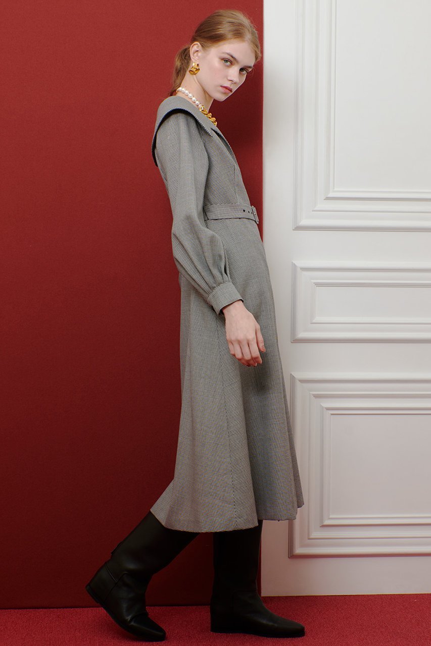 【アルアバイル/allureville】の【LOULOU WILLOUGHBY】W先染めセーラーカラーワンピース 人気、トレンドファッション・服の通販 founy(ファニー) 　ファッション　Fashion　レディースファッション　Fashion for Women　ワンピース　Dresses　チュニック　Tunic Tops & Dresses　2025年　2025　2025-2026秋冬・A/W　Autumn/Winter 2025–26 AW25–26　ストライプ　Stripe, Striped Pattern　チェック　Check, Plaid, Tartan　チュニック　Tunic, Long Top　フィット　Fit, Slim Fit　ロング　Long, Long-Length　無地　Plain, Solid Color　A/W・秋冬　Autumn/Winter　other-4|ID: prp329100004632789 ipo3291000000033341535