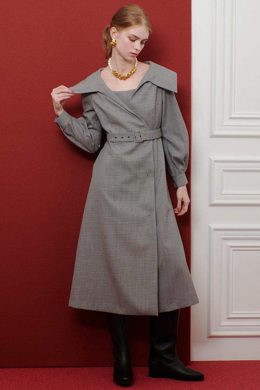 【アルアバイル/allureville】の【LOULOU WILLOUGHBY】W先染めセーラーカラーワンピース 人気、トレンドファッション・服の通販 founy(ファニー) 　ファッション　Fashion　レディースファッション　Fashion for Women　ワンピース　Dresses　チュニック　Tunic Tops & Dresses　2025年　2025　2025-2026秋冬・A/W　Autumn/Winter 2025–26 AW25–26　ストライプ　Stripe, Striped Pattern　チェック　Check, Plaid, Tartan　チュニック　Tunic, Long Top　フィット　Fit, Slim Fit　ロング　Long, Long-Length　無地　Plain, Solid Color　A/W・秋冬　Autumn/Winter　other-6|ID: prp329100004632789 ipo3291000000033341538