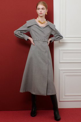 【アルアバイル/allureville】の【LOULOU WILLOUGHBY】W先染めセーラーカラーワンピース 人気、トレンドファッション・服の通販 founy(ファニー) ファッション Fashion レディースファッション Fashion for Women ワンピース Dresses チュニック Tunic Tops & Dresses ストライプ Stripe, Striped Pattern チェック Check, Plaid, Tartan チュニック Tunic, Long Top フィット Fit, Slim Fit ロング Long, Long-Length 無地 Plain, Solid Color |ID:prp329100004632789