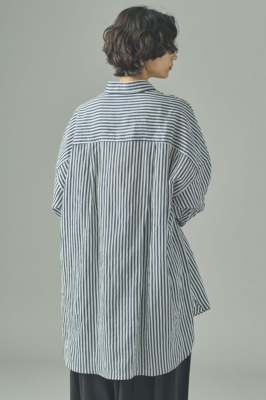 【カレンソロジー/Curensology】のワッシャーストライプシャツ 人気、トレンドファッション・服の通販 founy(ファニー) 　ファッション　Fashion　レディースファッション　Fashion for Women　トップス・カットソー　Cut & Sew Tops　シャツ・ブラウス・オフィスカジュアル　Elegant Blouses & Button-Ups　スリーブ　Sleeve, Long Sleeve / Short Sleeve　タンブラー　Tumbler, Travel Mug　ビッグ　Big, Oversized　リラックス　Relax, Relaxed Fit　ロング　Long, Long-Length　エレガント 上品　Elegant　今季　This Season, Current Season　other-4|ID: prp329100004632805 ipo3291000000035321309