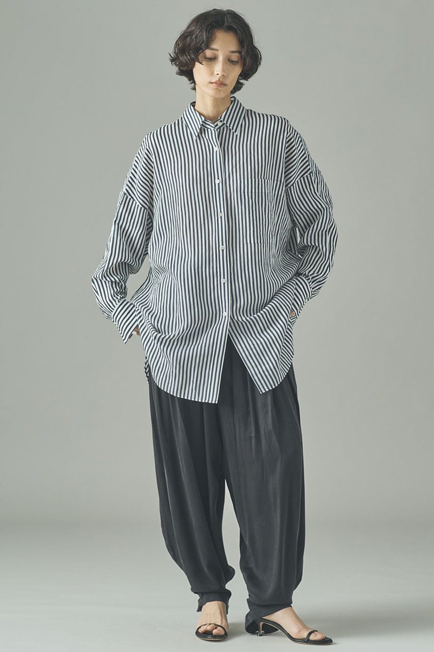 【カレンソロジー/Curensology】のワッシャーストライプシャツ 人気、トレンドファッション・服の通販 founy(ファニー) 　ファッション　Fashion　レディースファッション　Fashion for Women　トップス・カットソー　Cut & Sew Tops　シャツ・ブラウス・オフィスカジュアル　Elegant Blouses & Button-Ups　スリーブ　Sleeve, Long Sleeve / Short Sleeve　タンブラー　Tumbler, Travel Mug　ビッグ　Big, Oversized　リラックス　Relax, Relaxed Fit　ロング　Long, Long-Length　エレガント 上品　Elegant　今季　This Season, Current Season　other-5|ID: prp329100004632805 ipo3291000000035321310