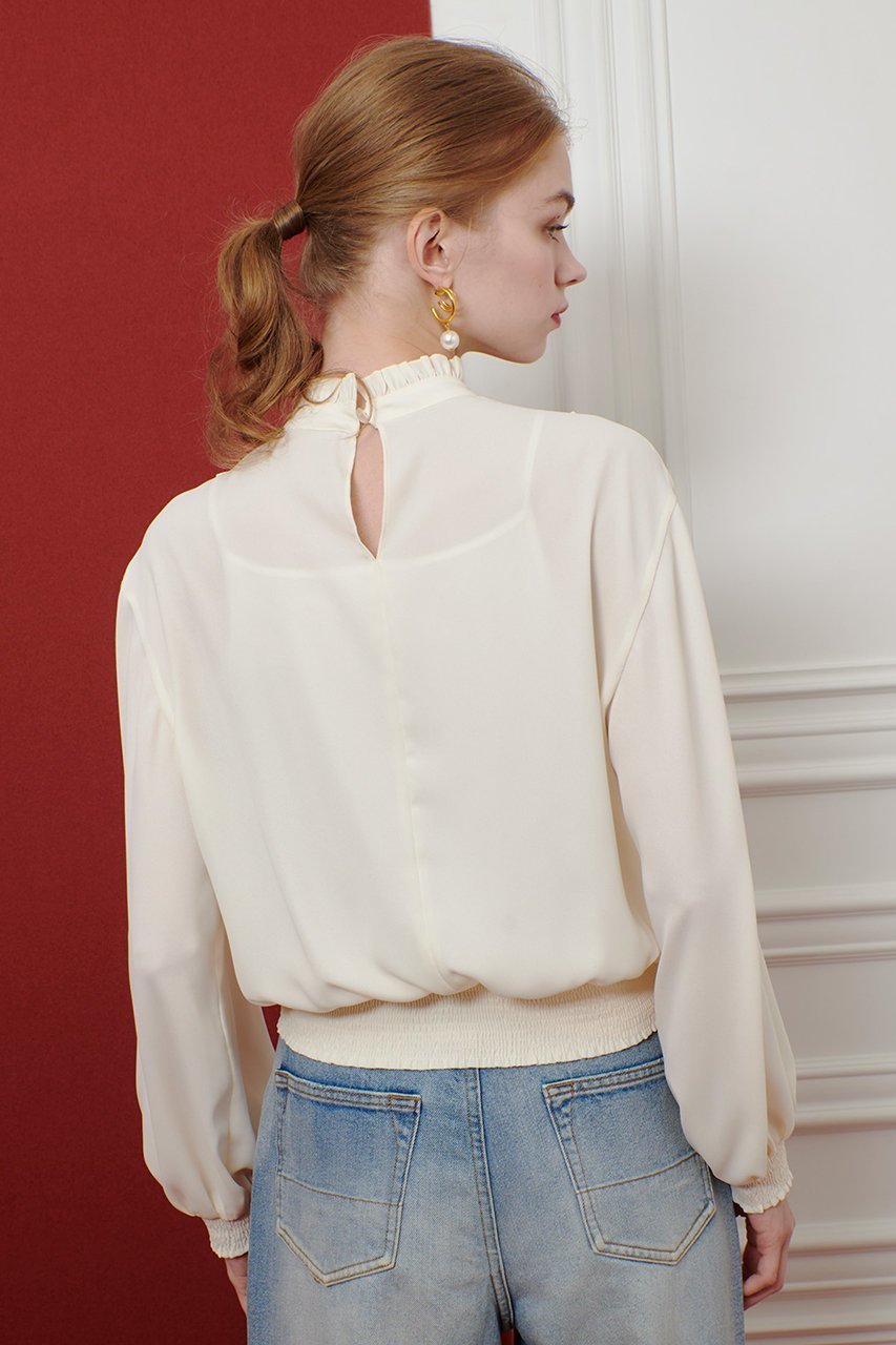 【アルアバイル/allureville】の【LOULOU WILLOUGHBY】スタンドフリルシャーリングブラウス 人気、トレンドファッション・服の通販 founy(ファニー) 　ファッション　Fashion　レディースファッション　Fashion for Women　トップス・カットソー　Cut & Sew Tops　シャツ・ブラウス・オフィスカジュアル　Elegant Blouses & Button-Ups　2025年　2025　2025-2026秋冬・A/W　Autumn/Winter 2025–26 AW25–26　インナー　Innerwear　シャーリング　Shirring, Ruched　ジャケット　Jacket, Outerwear　スリーブ　Sleeve, Long Sleeve / Short Sleeve　フリル　Frill, Ruffle　ロング　Long, Long-Length　A/W・秋冬　Autumn/Winter　other-5|ID: prp329100004632806 ipo3291000000033341653