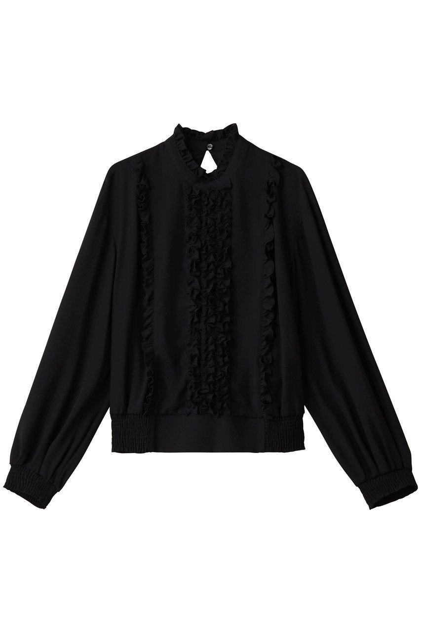 【アルアバイル/allureville】の【LOULOU WILLOUGHBY】スタンドフリルシャーリングブラウス インテリア・キッズ・メンズ・レディースファッション・服の通販 founy(ファニー) ファッション Fashion レディースファッション Fashion for Women トップス・カットソー Cut & Sew Tops シャツ・ブラウス・オフィスカジュアル Elegant Blouses & Button-Ups インナー Innerwear シャーリング Shirring, Ruched ジャケット Jacket, Outerwear スリーブ Sleeve, Long Sleeve / Short Sleeve フリル Frill, Ruffle ロング Long, Long-Length ブラック|ID: prp329100004632806 ipo3291000000034028206