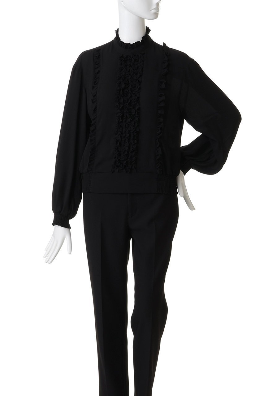 【アルアバイル/allureville】の【LOULOU WILLOUGHBY】スタンドフリルシャーリングブラウス 人気、トレンドファッション・服の通販 founy(ファニー) 　ファッション　Fashion　レディースファッション　Fashion for Women　トップス・カットソー　Cut & Sew Tops　シャツ・ブラウス・オフィスカジュアル　Elegant Blouses & Button-Ups　インナー　Innerwear　シャーリング　Shirring, Ruched　ジャケット　Jacket, Outerwear　スリーブ　Sleeve, Long Sleeve / Short Sleeve　フリル　Frill, Ruffle　ロング　Long, Long-Length　other-2|ID: prp329100004632806 ipo3291000000035504875