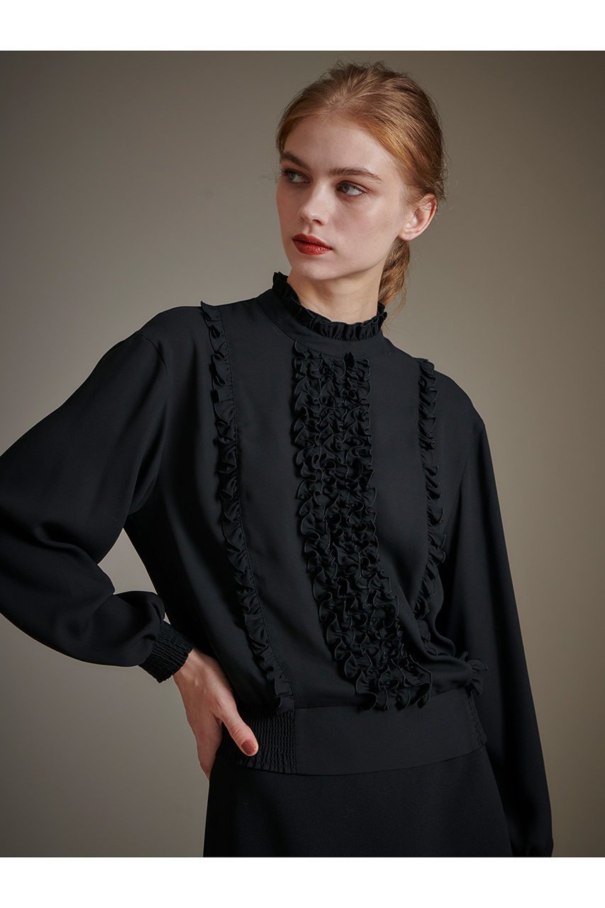 【アルアバイル/allureville】の【LOULOU WILLOUGHBY】スタンドフリルシャーリングブラウス 人気、トレンドファッション・服の通販 founy(ファニー) 　ファッション　Fashion　レディースファッション　Fashion for Women　トップス・カットソー　Cut & Sew Tops　シャツ・ブラウス・オフィスカジュアル　Elegant Blouses & Button-Ups　インナー　Innerwear　シャーリング　Shirring, Ruched　ジャケット　Jacket, Outerwear　スリーブ　Sleeve, Long Sleeve / Short Sleeve　フリル　Frill, Ruffle　ロング　Long, Long-Length　other-6|ID: prp329100004632806 ipo3291000000035504879