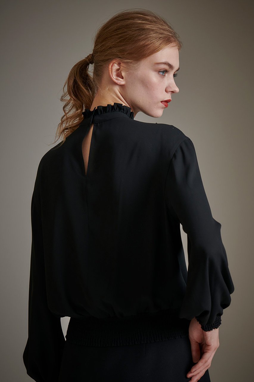 【アルアバイル/allureville】の【LOULOU WILLOUGHBY】スタンドフリルシャーリングブラウス 人気、トレンドファッション・服の通販 founy(ファニー) 　ファッション　Fashion　レディースファッション　Fashion for Women　トップス・カットソー　Cut & Sew Tops　シャツ・ブラウス・オフィスカジュアル　Elegant Blouses & Button-Ups　インナー　Innerwear　シャーリング　Shirring, Ruched　ジャケット　Jacket, Outerwear　スリーブ　Sleeve, Long Sleeve / Short Sleeve　フリル　Frill, Ruffle　ロング　Long, Long-Length　other-8|ID: prp329100004632806 ipo3291000000035504882