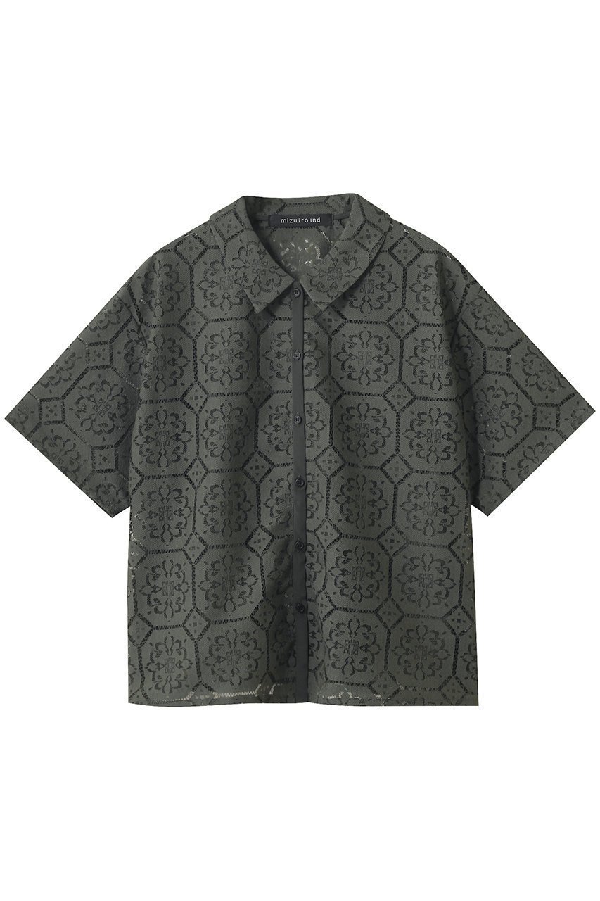 【ミズイロ インド/mizuiro ind】のtile lace shirt シャツ 人気、トレンドファッション・服の通販 founy(ファニー) 　ファッション　Fashion　レディースファッション　Fashion for Women　トップス・カットソー　Cut & Sew Tops　シャツ・ブラウス・オフィスカジュアル　Elegant Blouses & Button-Ups　おすすめ　Recommended / Our Picks　ショート　Short, Short Length　スリーブ　Sleeve, Long Sleeve / Short Sleeve　ベーシック　Basic, Essential　レギュラー　Regular, Standard Fit　レース　Lace, Lace Fabric　エレガント 上品　Elegant　人気　Popular, Best Seller　秋　Autumn　 other-1|ID: prp329100004632810 ipo3291000000034336198