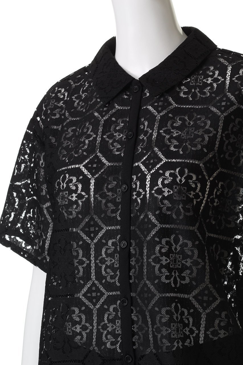 【ミズイロ インド/mizuiro ind】のtile lace shirt シャツ 人気、トレンドファッション・服の通販 founy(ファニー) 　ファッション　Fashion　レディースファッション　Fashion for Women　トップス・カットソー　Cut & Sew Tops　シャツ・ブラウス・オフィスカジュアル　Elegant Blouses & Button-Ups　おすすめ　Recommended / Our Picks　ショート　Short, Short Length　スリーブ　Sleeve, Long Sleeve / Short Sleeve　ベーシック　Basic, Essential　レギュラー　Regular, Standard Fit　レース　Lace, Lace Fabric　エレガント 上品　Elegant　人気　Popular, Best Seller　秋　Autumn　other-5|ID: prp329100004632810 ipo3291000000034336206