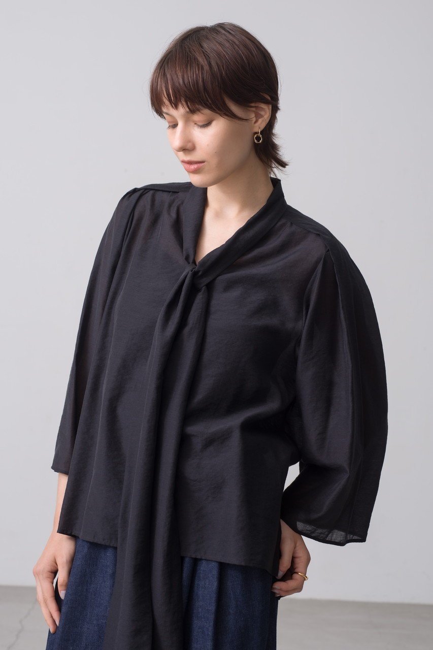 【エブール/ebure】の【店舗限定】ブライトシアー ボウタイブラウス 人気、トレンドファッション・服の通販 founy(ファニー) 　ファッション　Fashion　レディースファッション　Fashion for Women　トップス・カットソー　Cut & Sew Tops　シャツ・ブラウス・オフィスカジュアル　Elegant Blouses & Button-Ups　シアー　Sheer, See-Through　シルク　Silk, 100% Silk　スリーブ　Sleeve, Long Sleeve / Short Sleeve　ロング　Long, Long-Length　other-6|ID: prp329100004632822 ipo3291000000033439742