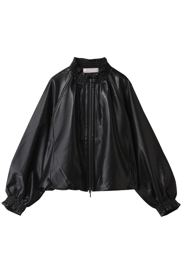 【マリリンムーン/MARILYN MOON】のソフトフェイクレザーブルゾン インテリア・キッズ・メンズ・レディースファッション・服の通販 founy(ファニー) https://founy.com/ ファッション Fashion レディースファッション Fashion for Women アウター Coat / Outerwear Collection レディースジャケット・軽アウター Jackets ブルゾンジャケット・スポーティアウター Blouson Jackets ギャザー Gathered, Ruffled シャーリング Shirring, Ruched ジャケット Jacket, Outerwear バルーン Balloon, Balloon Silhouette フリル Frill, Ruffle ブルゾン Blouson, Bomber Jacket ボトム Bottoms, Lower Wear モダン Modern, Contemporary 秋 Autumn |ID: prp329100004632825 ipo3291000000036923348