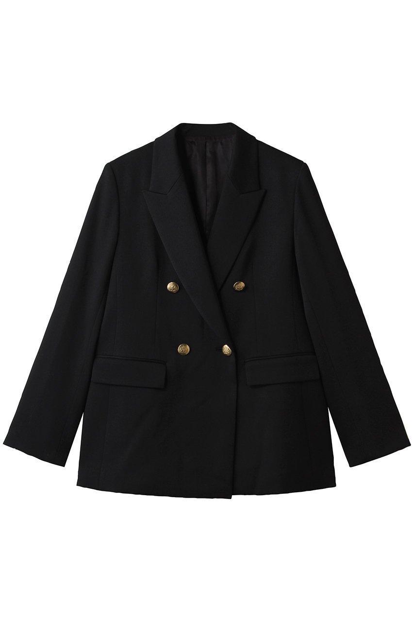 【アルアバイル/allureville】の【LOULOU WILLOUGHBY】ウールチノダブルジャケット インテリア・キッズ・メンズ・レディースファッション・服の通販 founy(ファニー) 　ファッション　Fashion　レディースファッション　Fashion for Women　アウター　Coat / Outerwear Collection　レディースジャケット・軽アウター　Jackets　シェイプ　Shape, Slim Fit　ジャケット　Jacket, Outerwear　ダブル　Double, Double-Breasted　パターン　Pattern, Design Print　フェミニン　Feminine, Girly　ベーシック　Basic, Essential　マニッシュ　Mannish, Boyish　今季　This Season, Current Season　新作・新入荷　New Arrivals / New In　ブラック|ID: prp329100004632835 ipo3291000000033841677