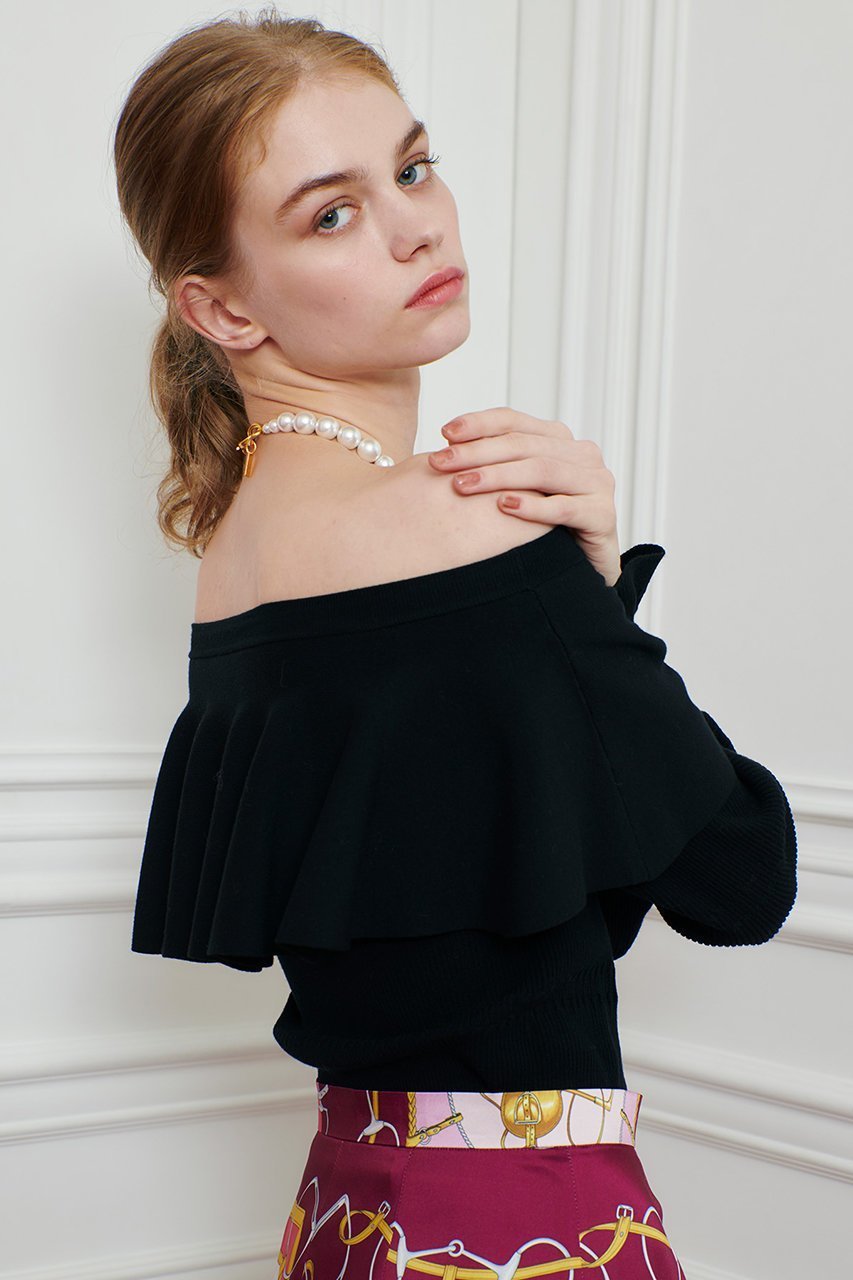 【アルアバイル/allureville】の【LOULOU WILLOUGHBY】ラッフルオフショルプルオーバー 人気、トレンドファッション・服の通販 founy(ファニー) 　ファッション　Fashion　レディースファッション　Fashion for Women　トップス・カットソー　Cut & Sew Tops　ニット　Knit Tops & Sweaters　カジュアルプルオーバー・ニットトップス　Pullovers & Knit Tops / Casual Pullovers　2025年　2025　2025-2026秋冬・A/W　Autumn/Winter 2025–26 AW25–26　おすすめ　Recommended / Our Picks　ラッフル　Ruffle, Frill　A/W・秋冬　Autumn/Winter　other-6|ID: prp329100004632839 ipo3291000000033341919